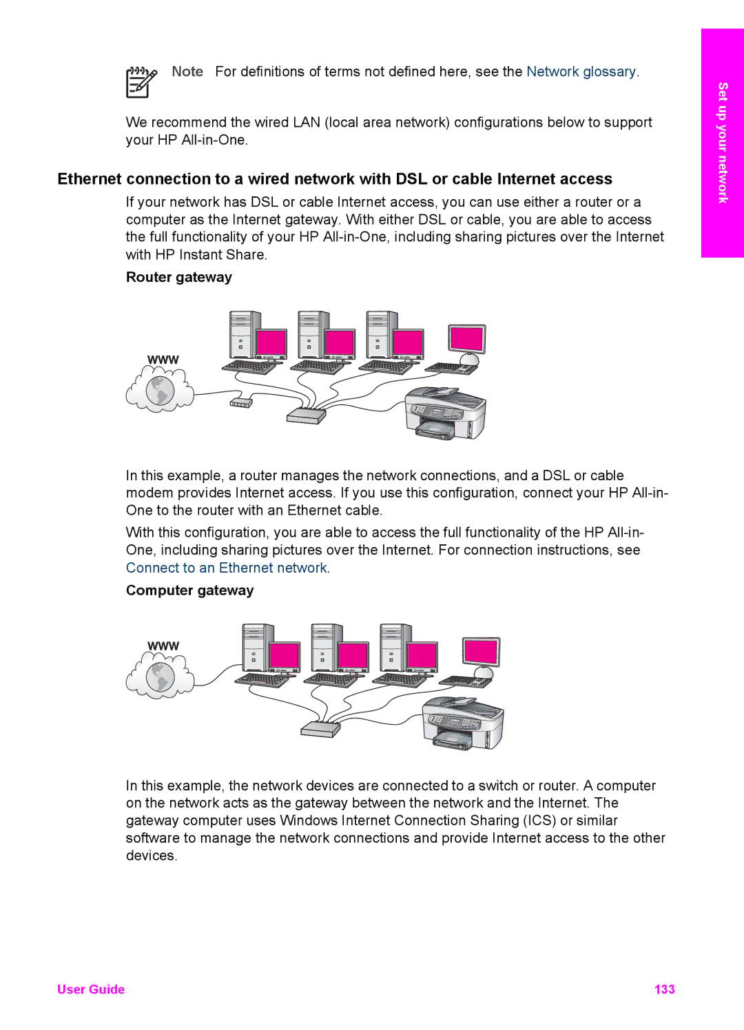 HP 7200 manual Router gateway, Computer gateway 