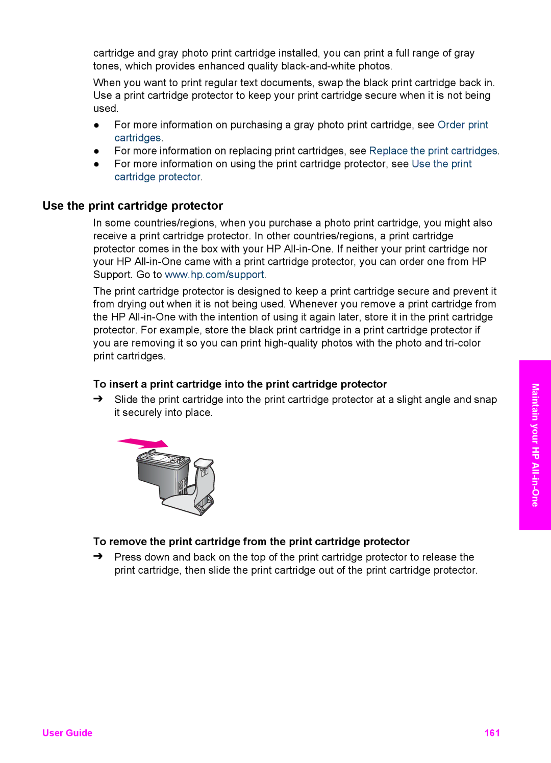 HP 7200 manual Use the print cartridge protector 