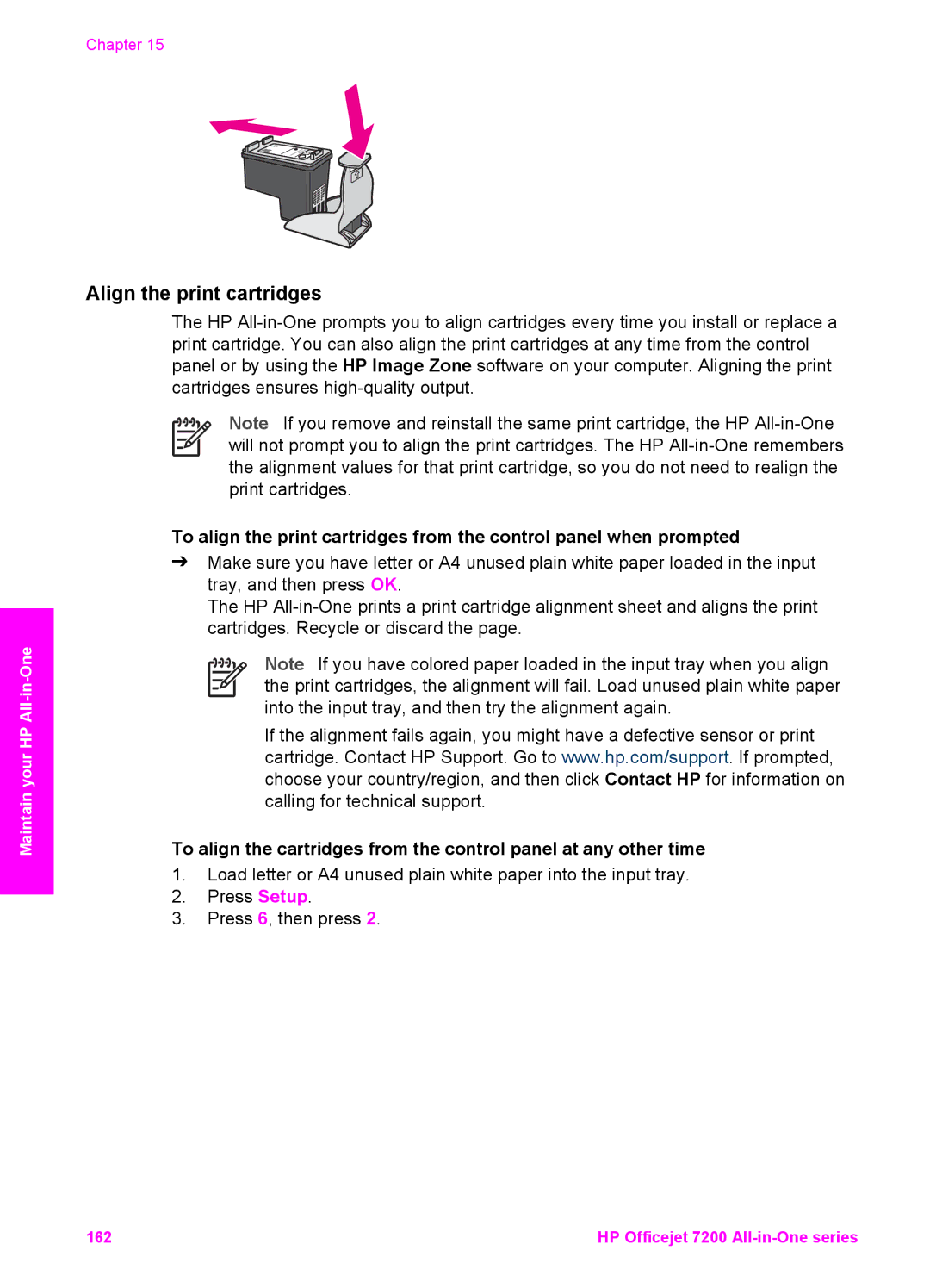 HP 7200 manual Align the print cartridges 