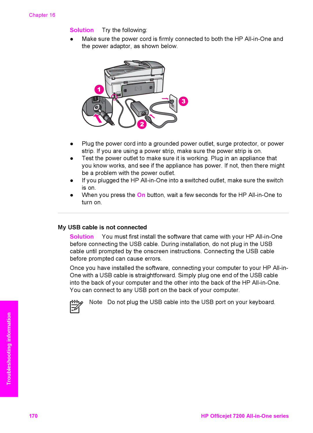 HP 7200 manual My USB cable is not connected 