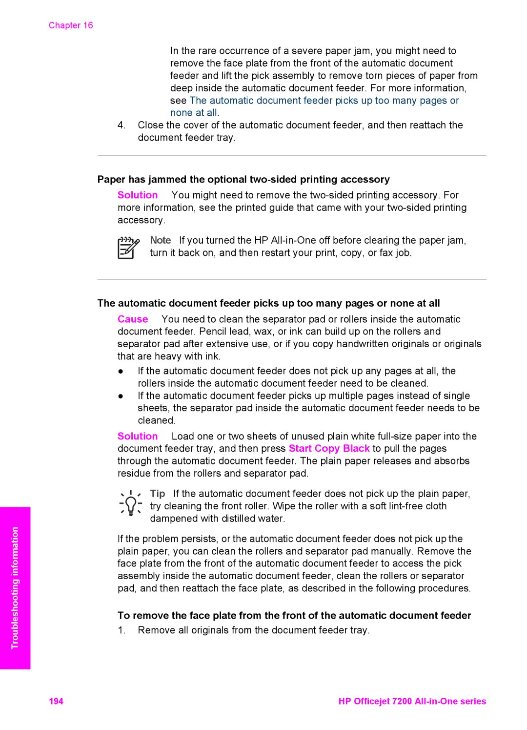 HP 7200 manual Paper has jammed the optional two-sided printing accessory 