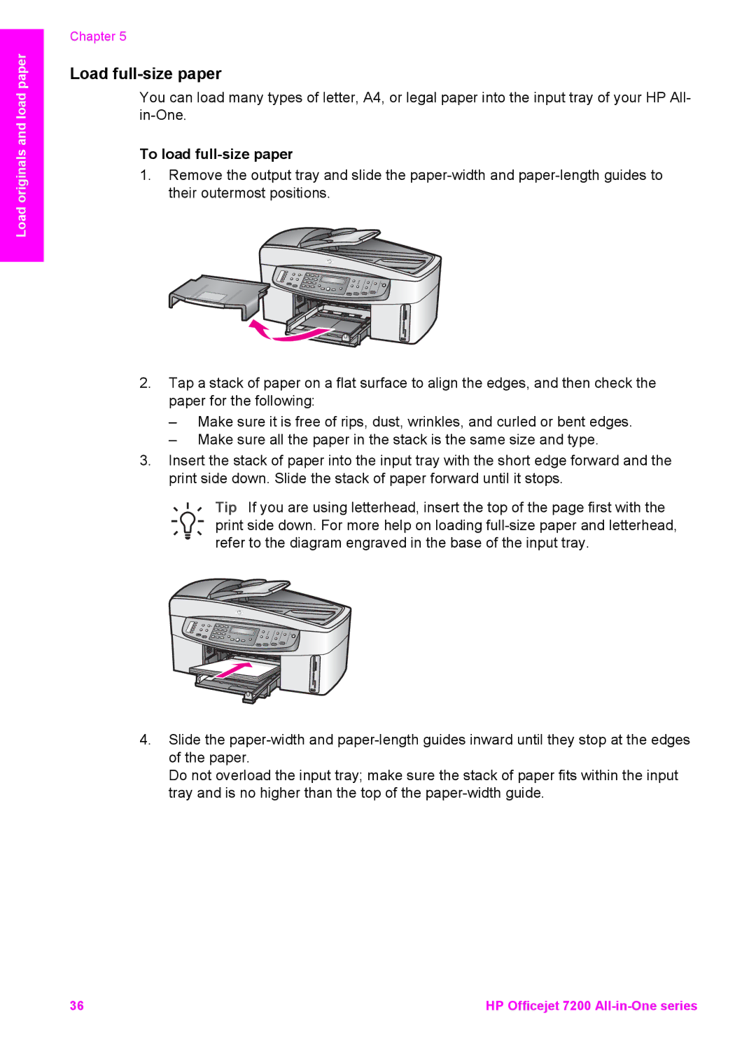 HP 7200 manual Load full-size paper, To load full-size paper 