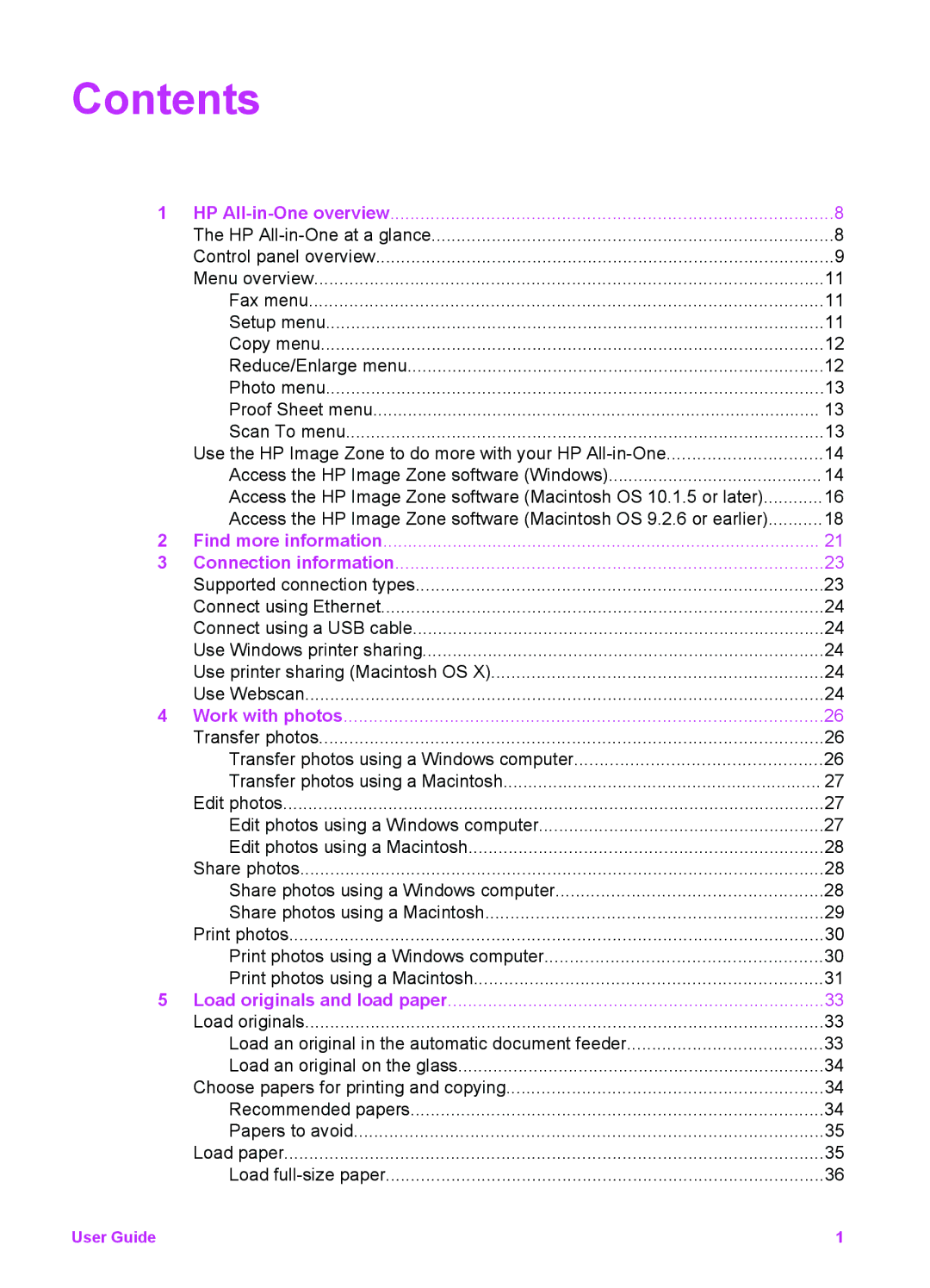 HP 7200 manual Contents 