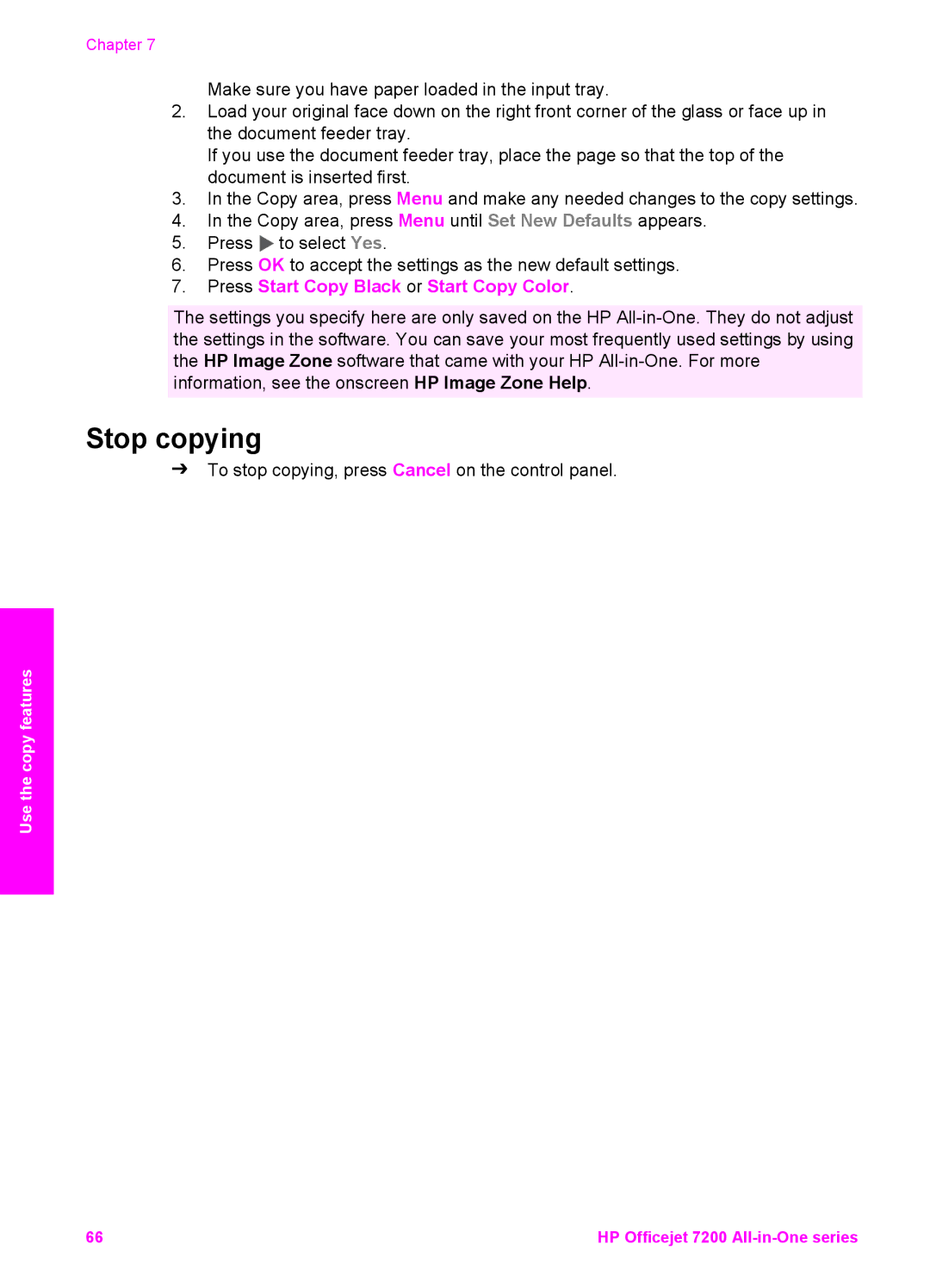 HP 7200 manual Stop copying 