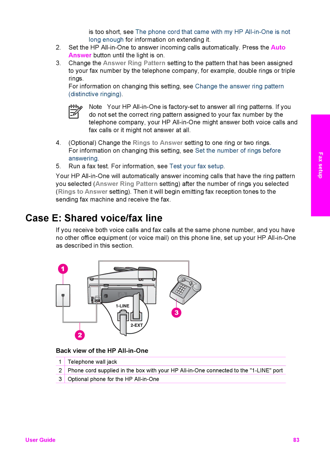 HP 7200 manual Case E Shared voice/fax line 