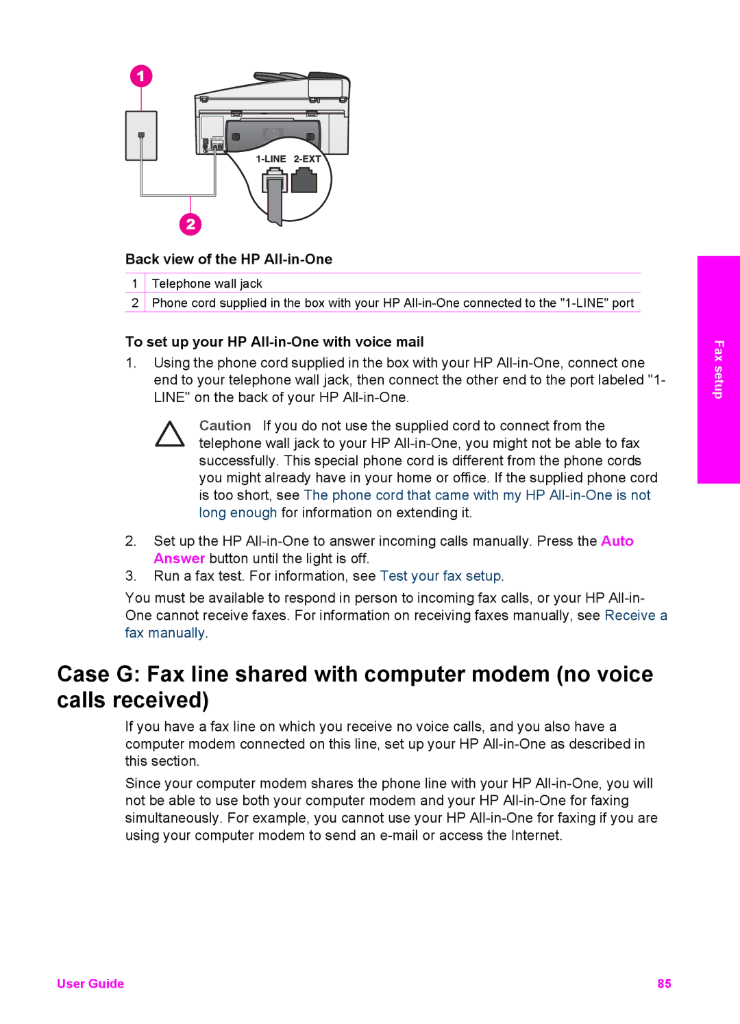 HP 7200 manual To set up your HP All-in-One with voice mail 