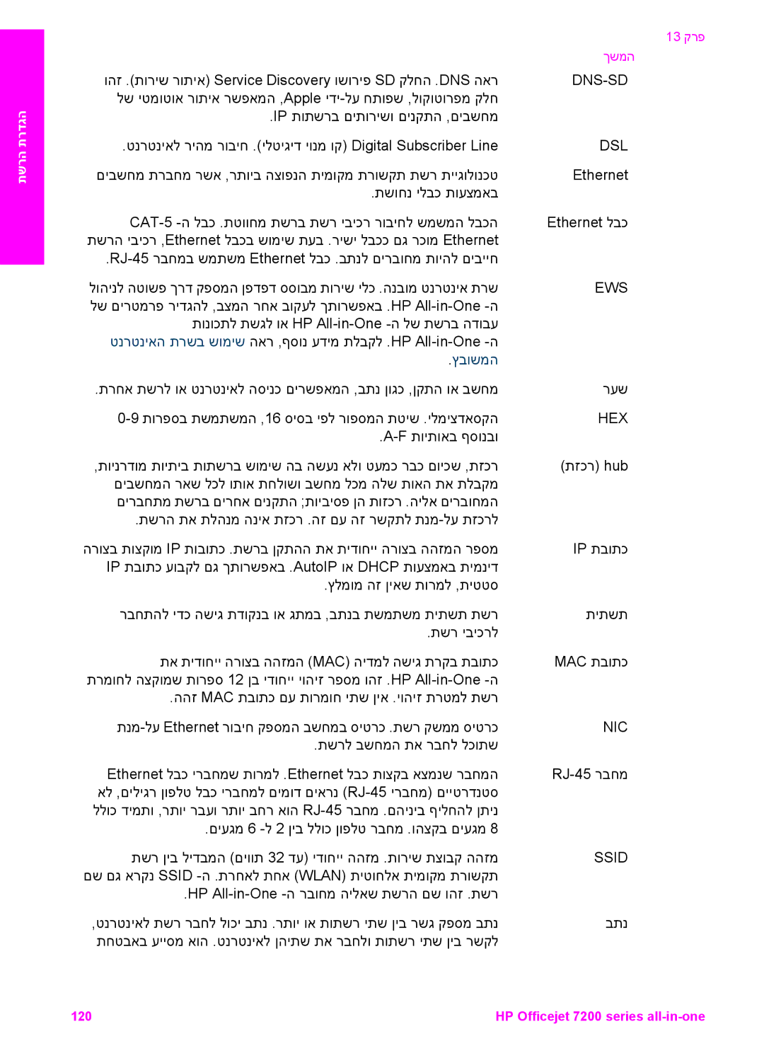 HP 7200 manual Dns-Sd, ץבושמה 