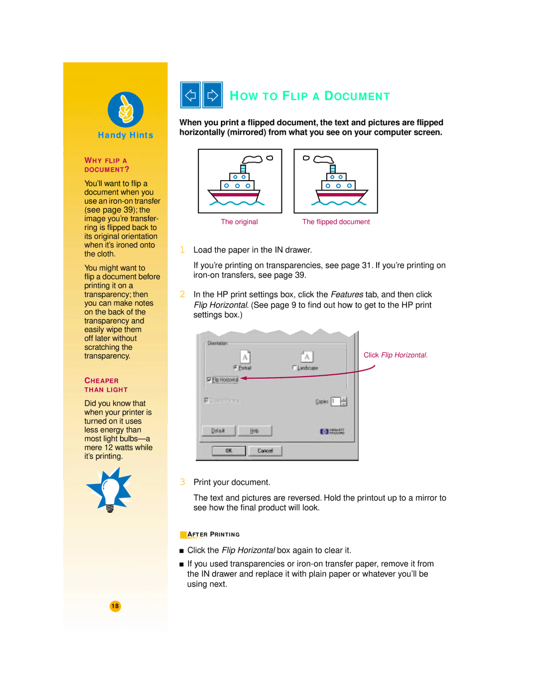 HP 720c manual HOW to Flip a Document 