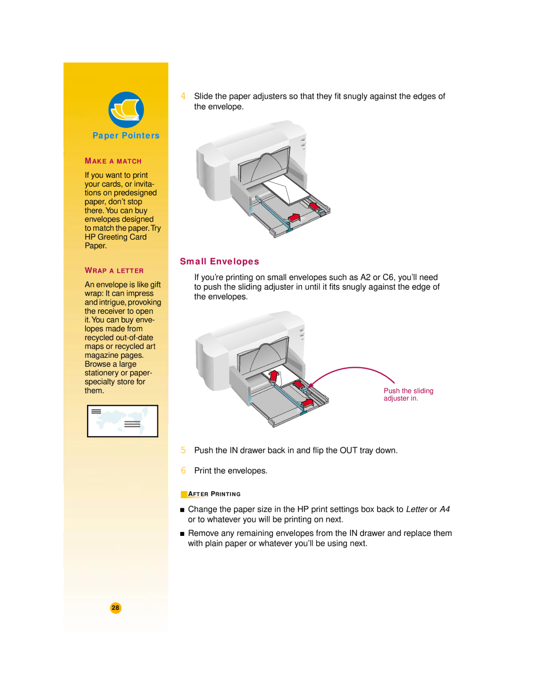 HP 720c manual Small Envelopes 