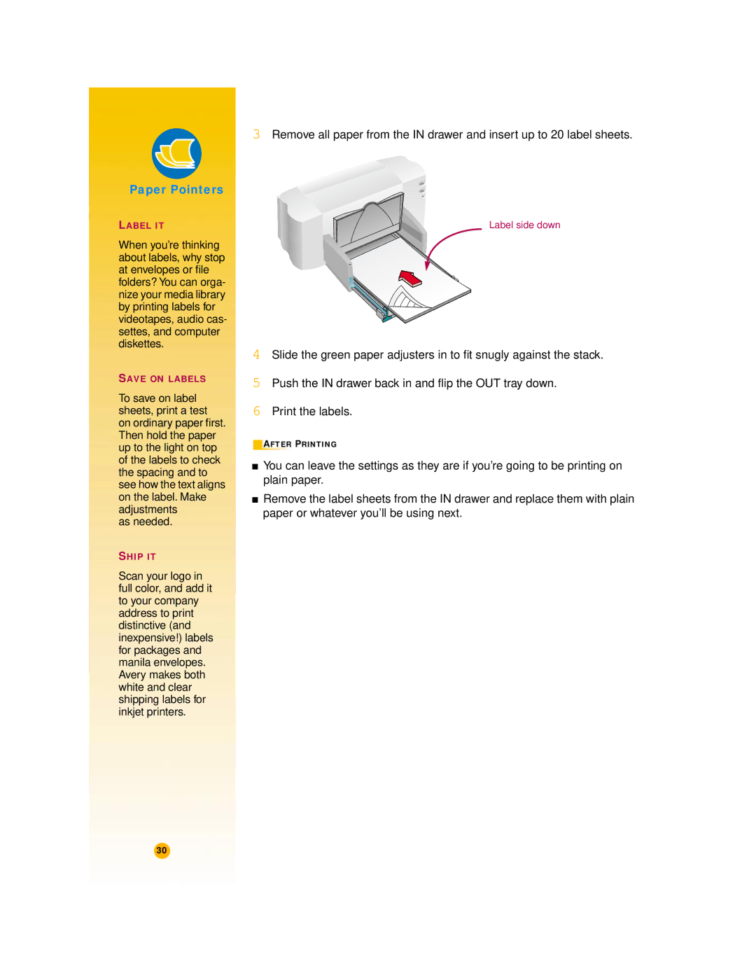 HP 720c manual Label side down 