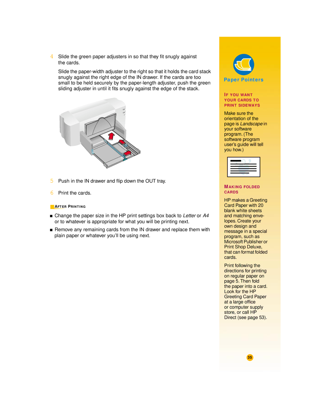 HP 720c manual If YOU Want Your Cards to Print Sideways 