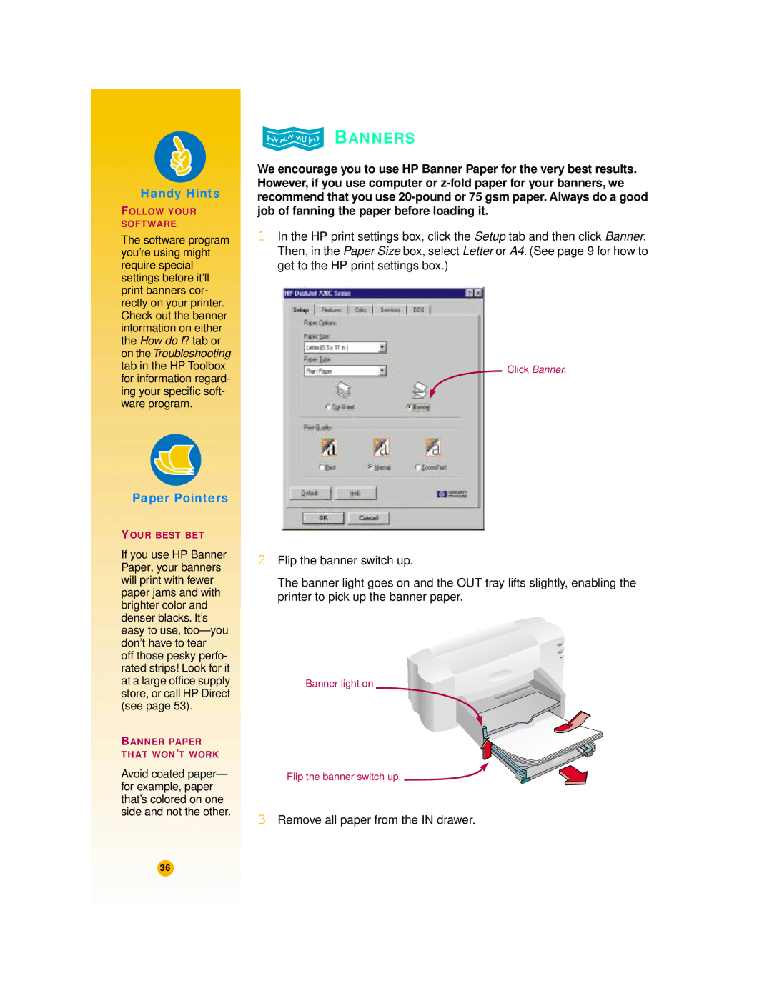 HP 720c manual Banners 