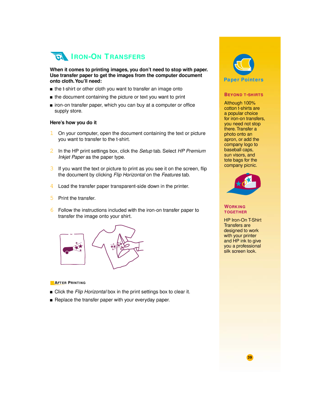 HP 720c manual IRON-ON Transfers, Here’s how you do it 