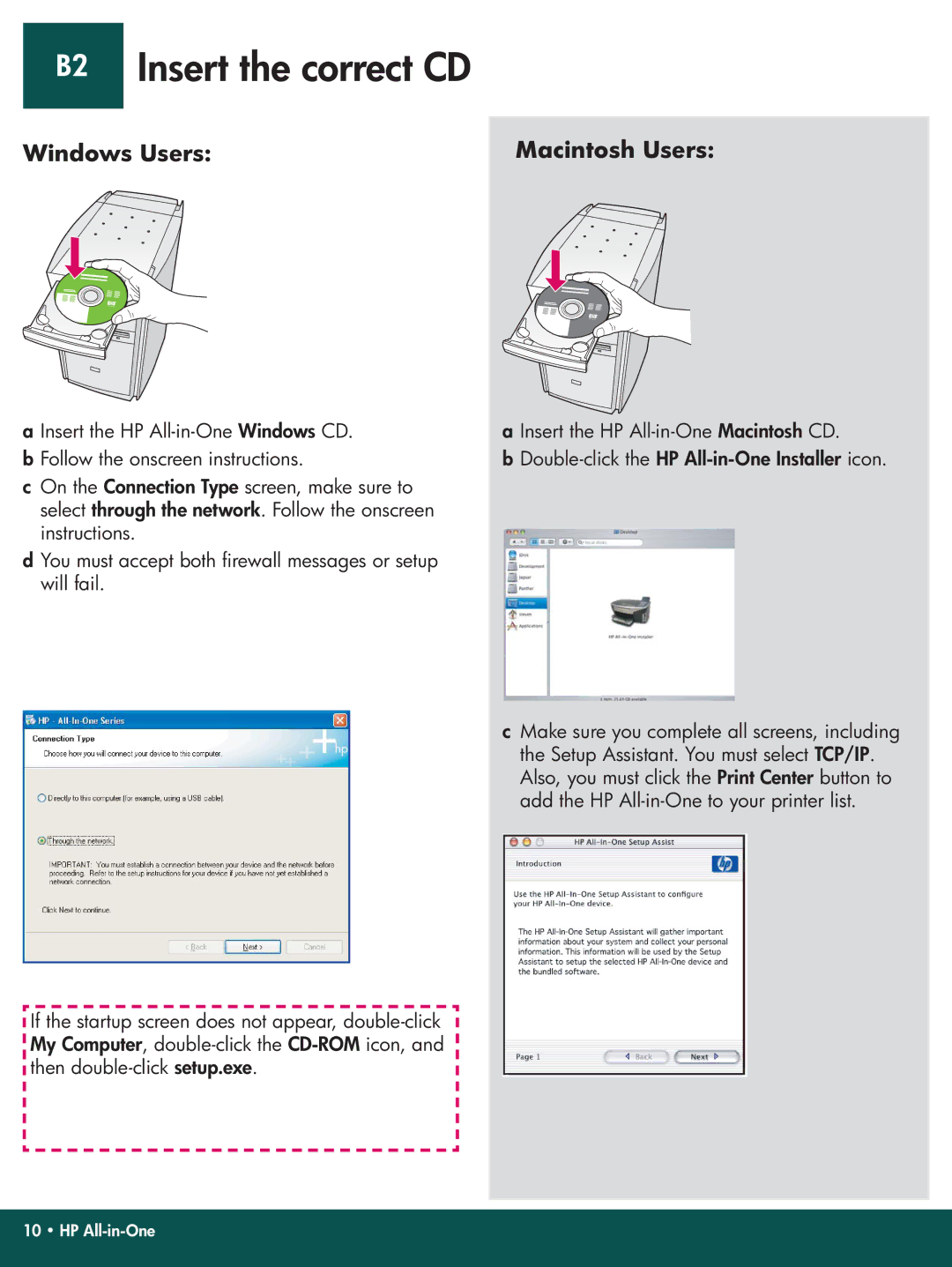 HP 7210v, 7210xi manual B2 Insert the correct CD 