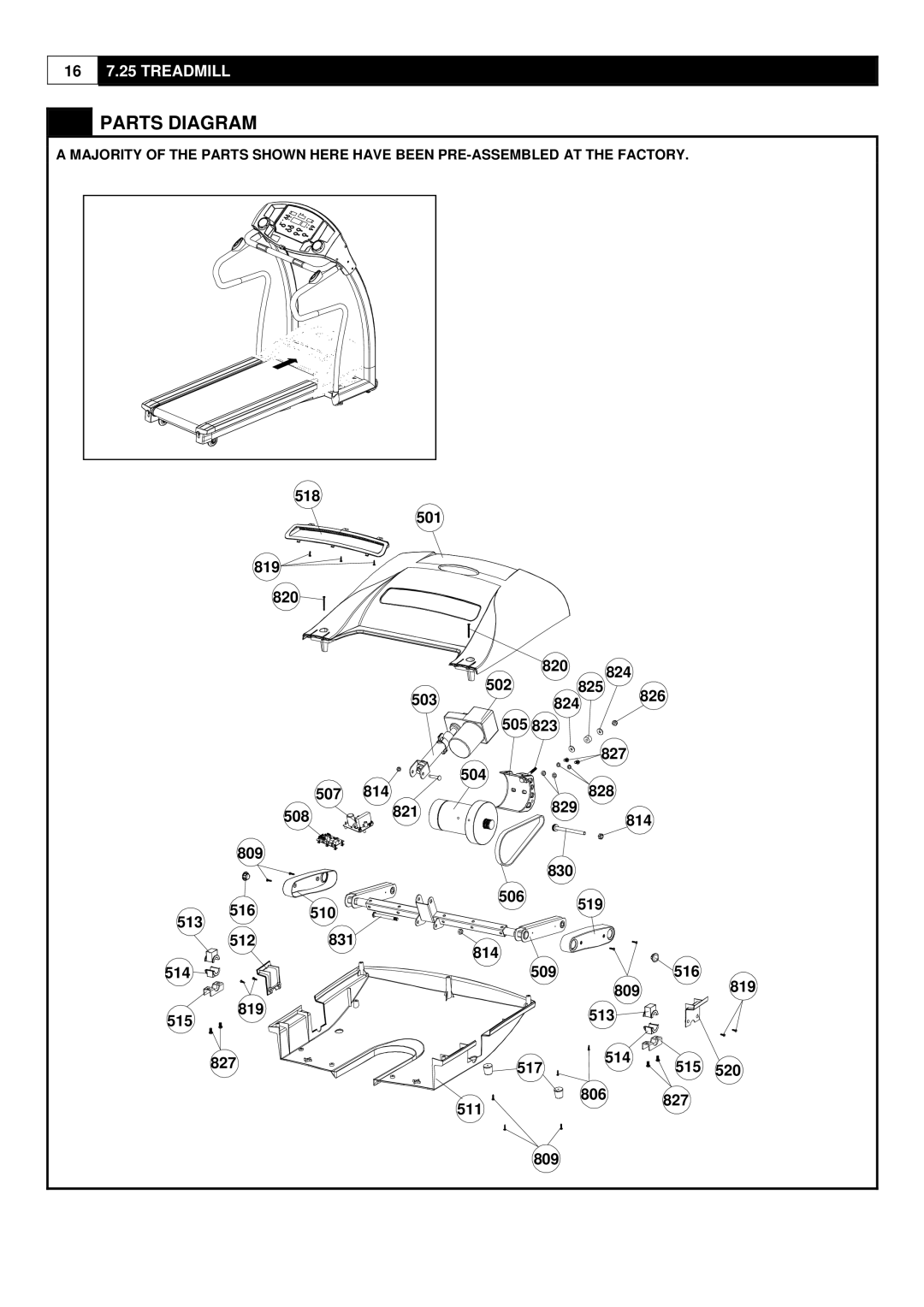 HP 7.25 manual Treadmill 