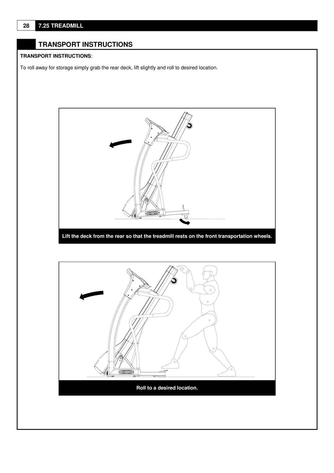 HP 7.25 manual Transport Instructions 