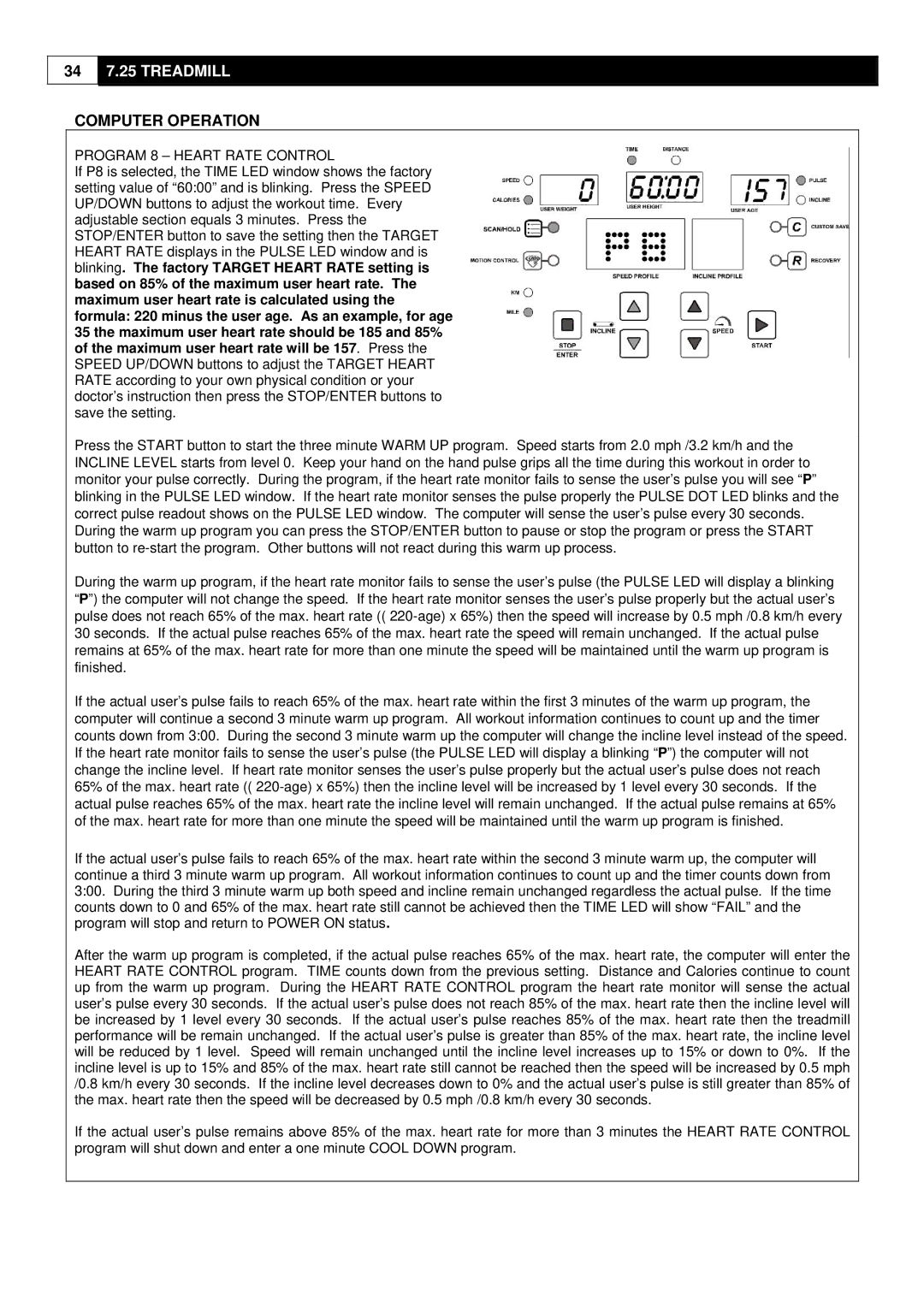 HP manual 34 7.25 Treadmill 