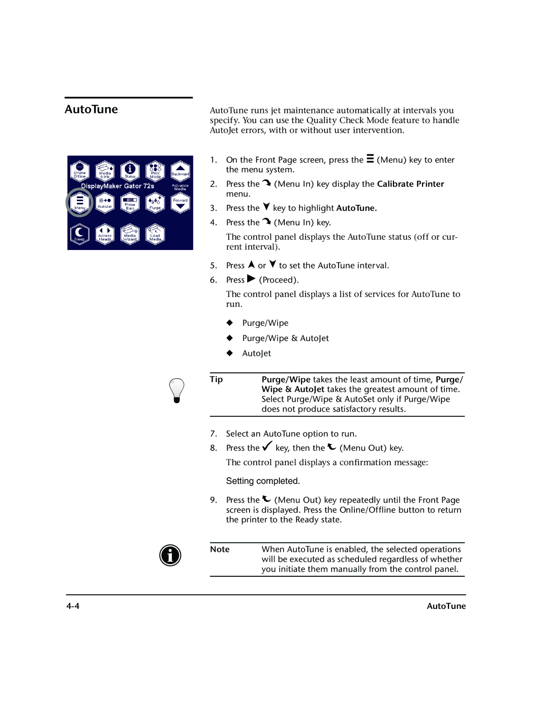 HP 72SR manual AutoTune 