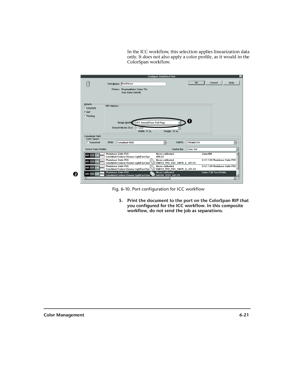 HP 72SR manual Port configuration for ICC workflow 