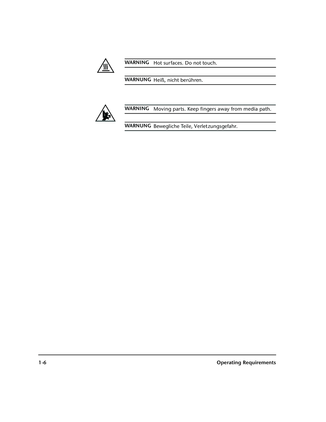 HP 72SR manual Operating Requirements 