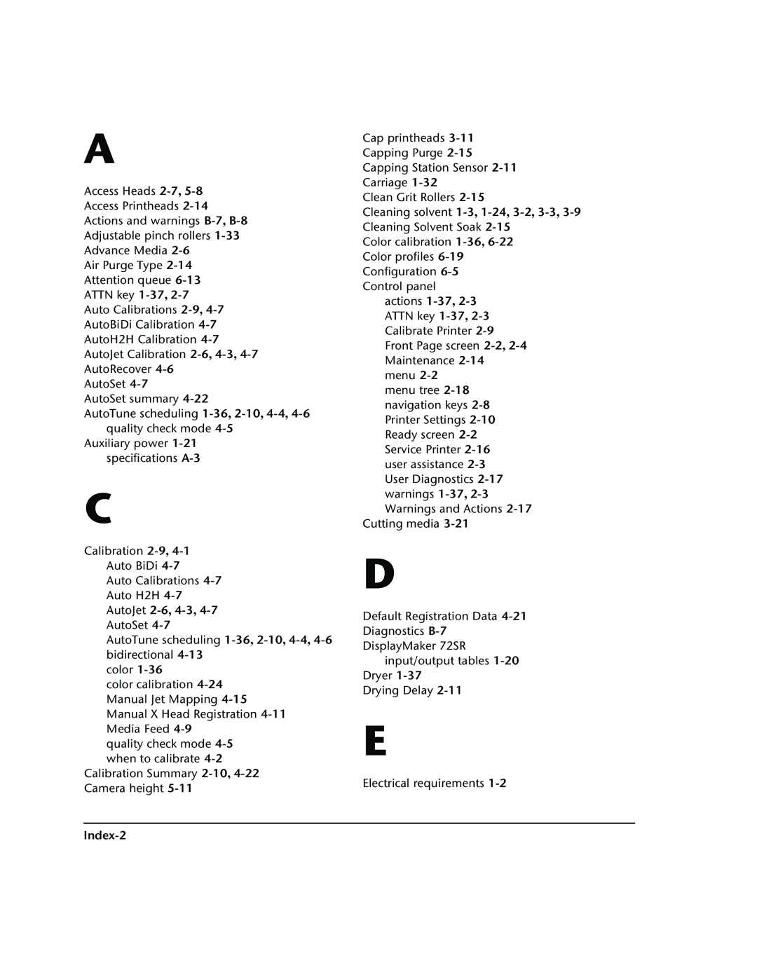 HP 72SR manual AutoJet 2-6,4-3,4-7, Index-2 