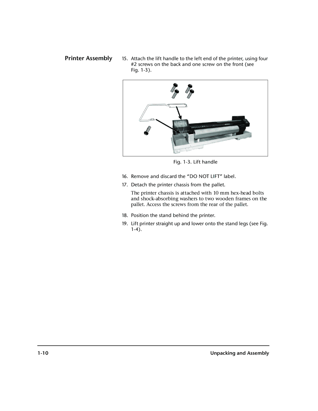 HP 72SR manual Unpacking and Assembly 