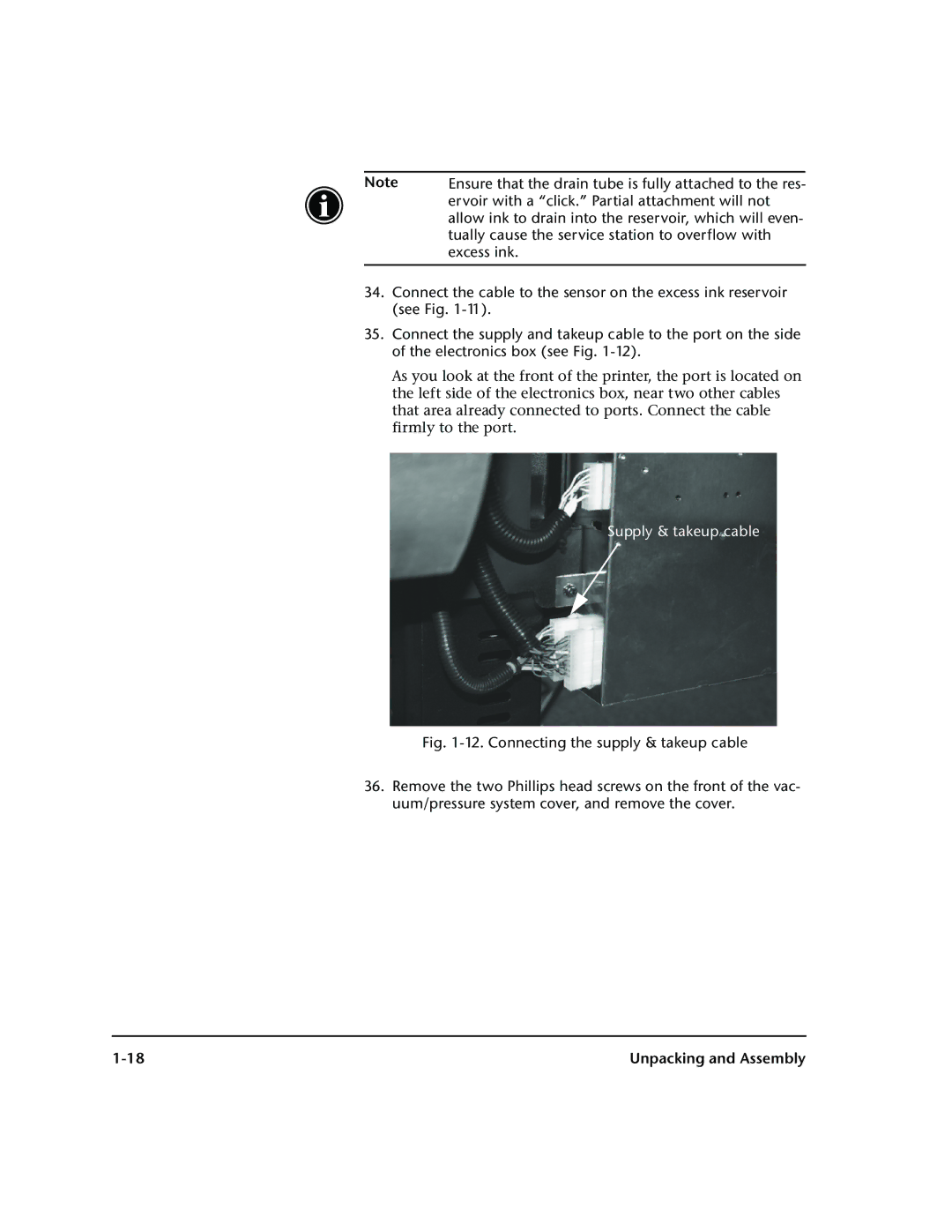 HP 72SR manual Supply & takeup cable 