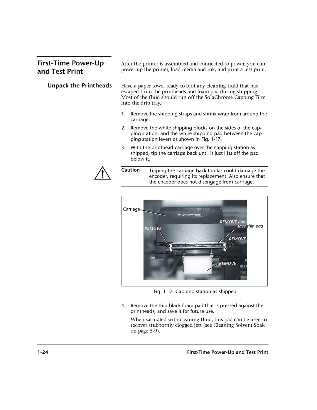 HP 72SR manual First-Time Power-Up and Test Print, Unpack the Printheads 