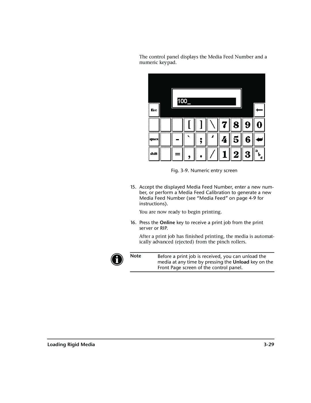 HP 72SR manual Before a print job is received, you can unload, Front Page screen of the control panel 