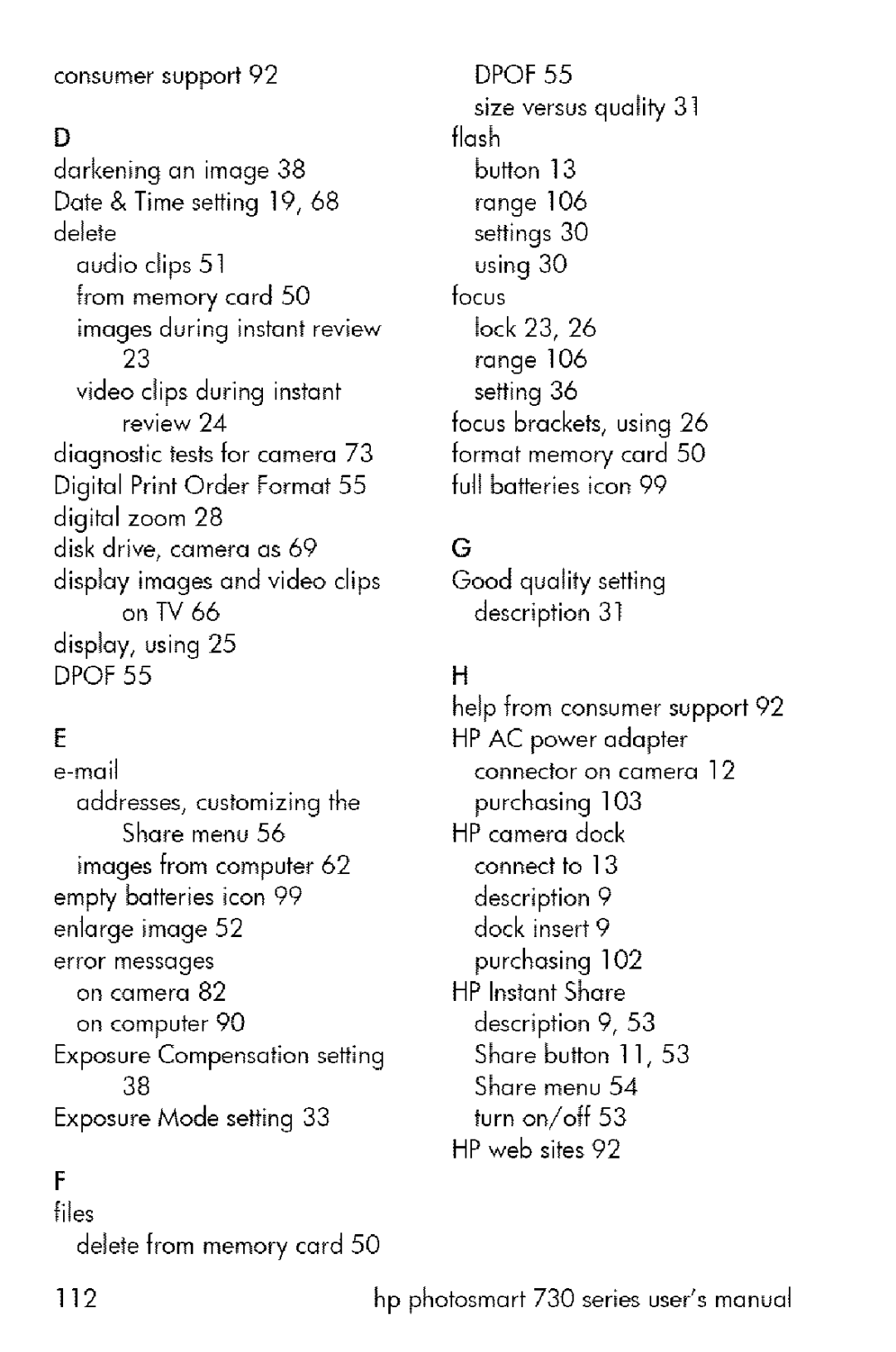 HP 730 manual Consumersupport92, Dpof 