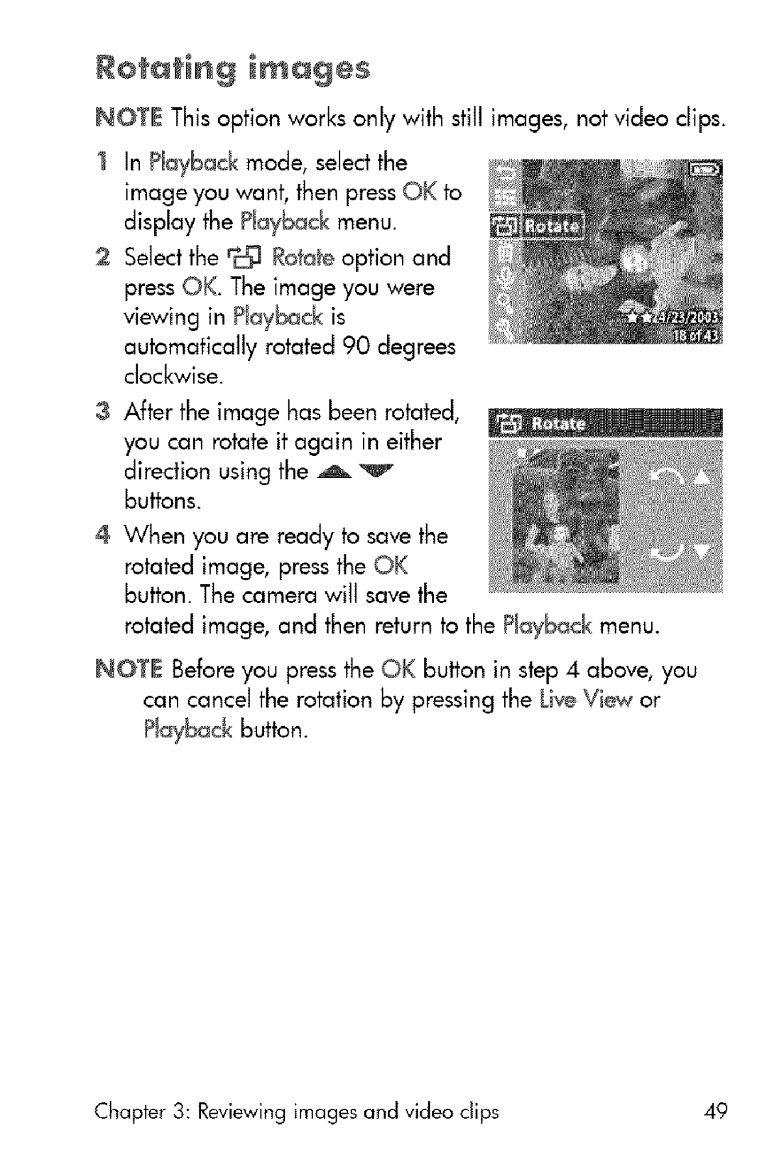 HP 730 manual Rotating iages 