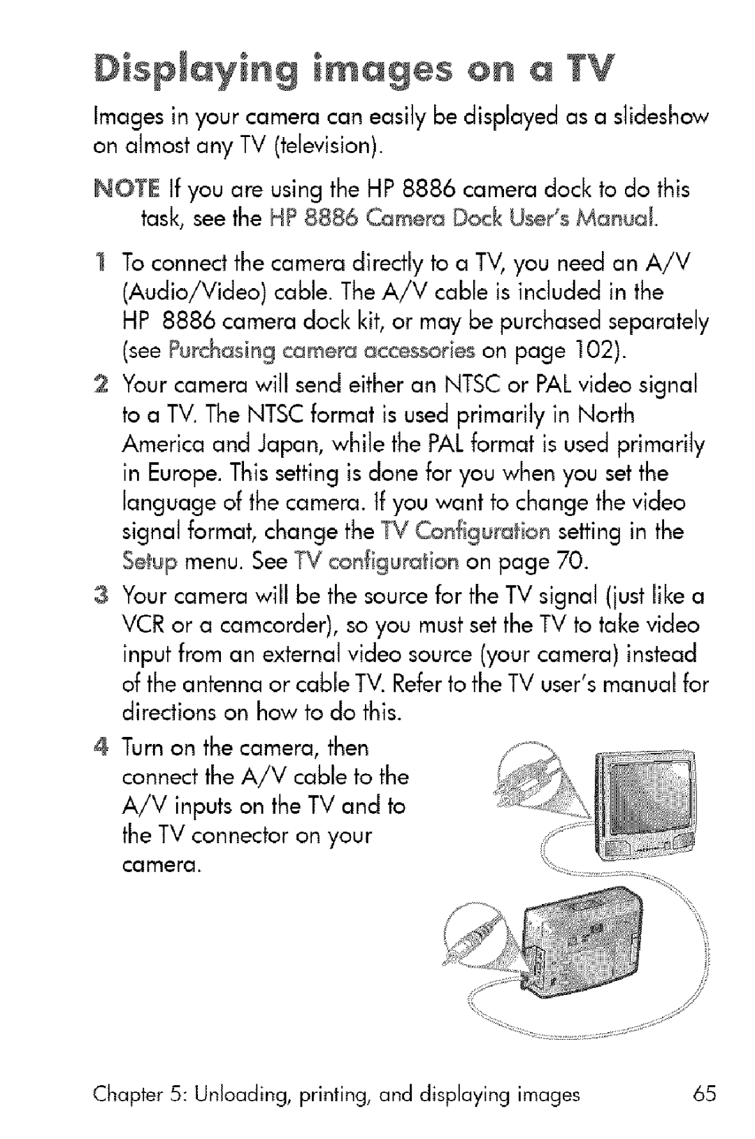 HP 730 manual Displaying i ages on a TV 