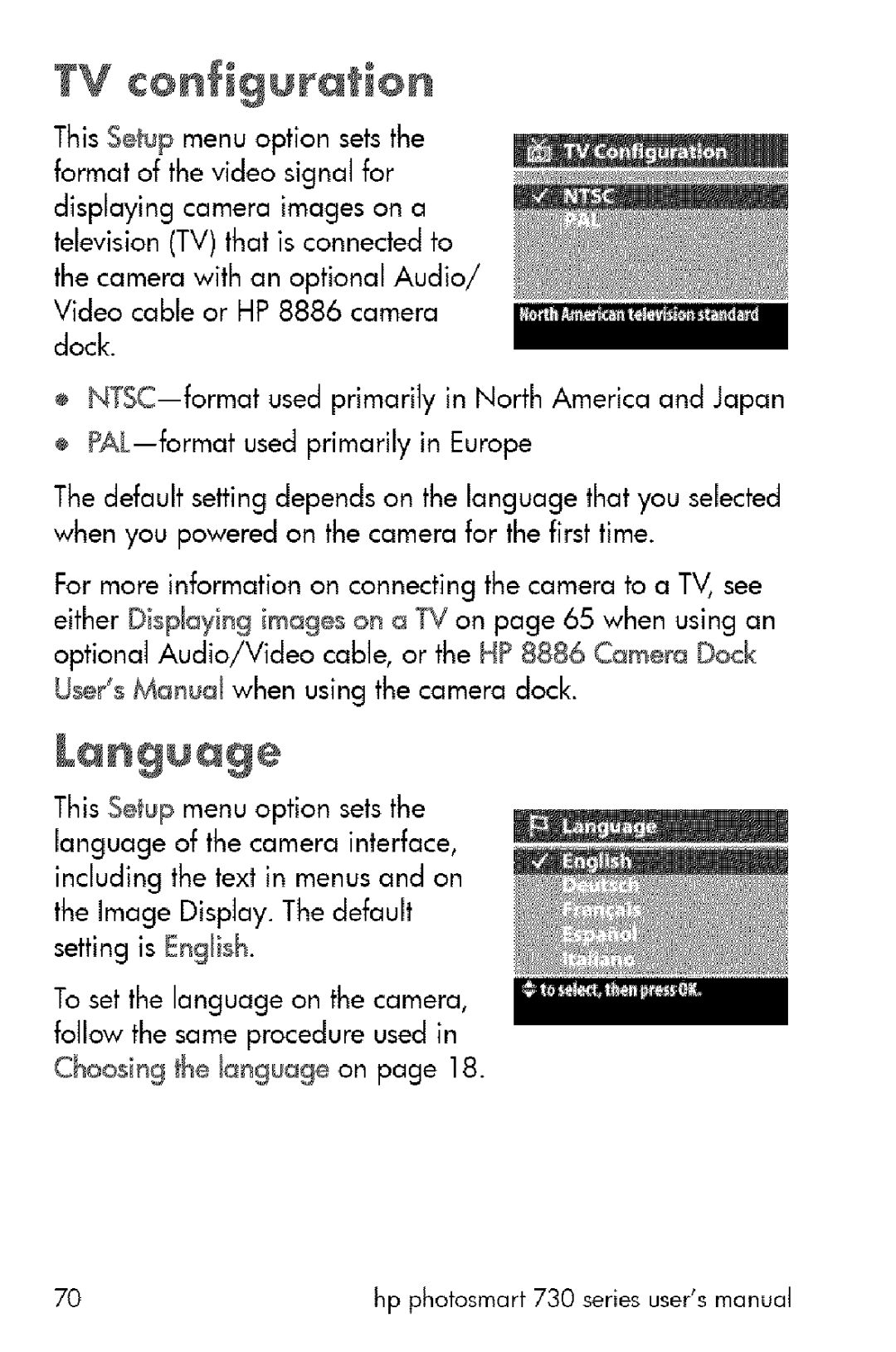 HP 730 manual TV configuration 