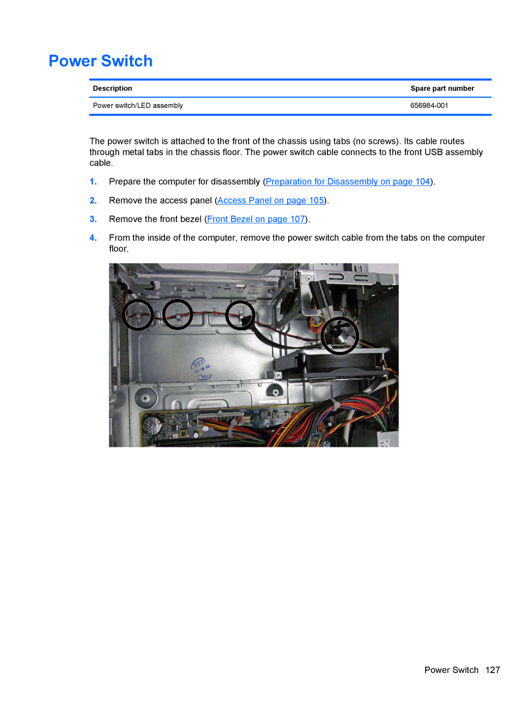 HP 7300 manual Power Switch 