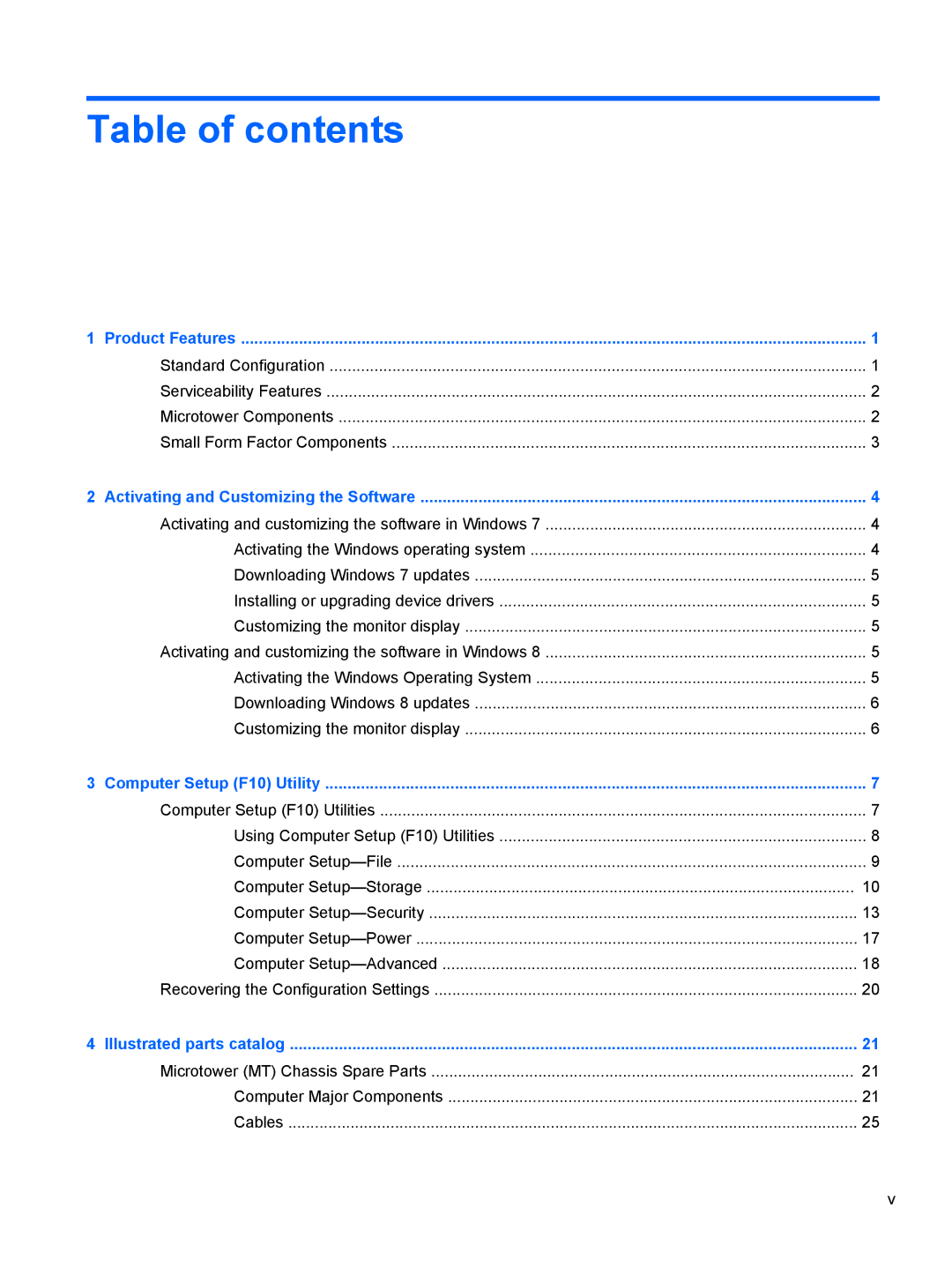 HP 7300 manual Table of contents 