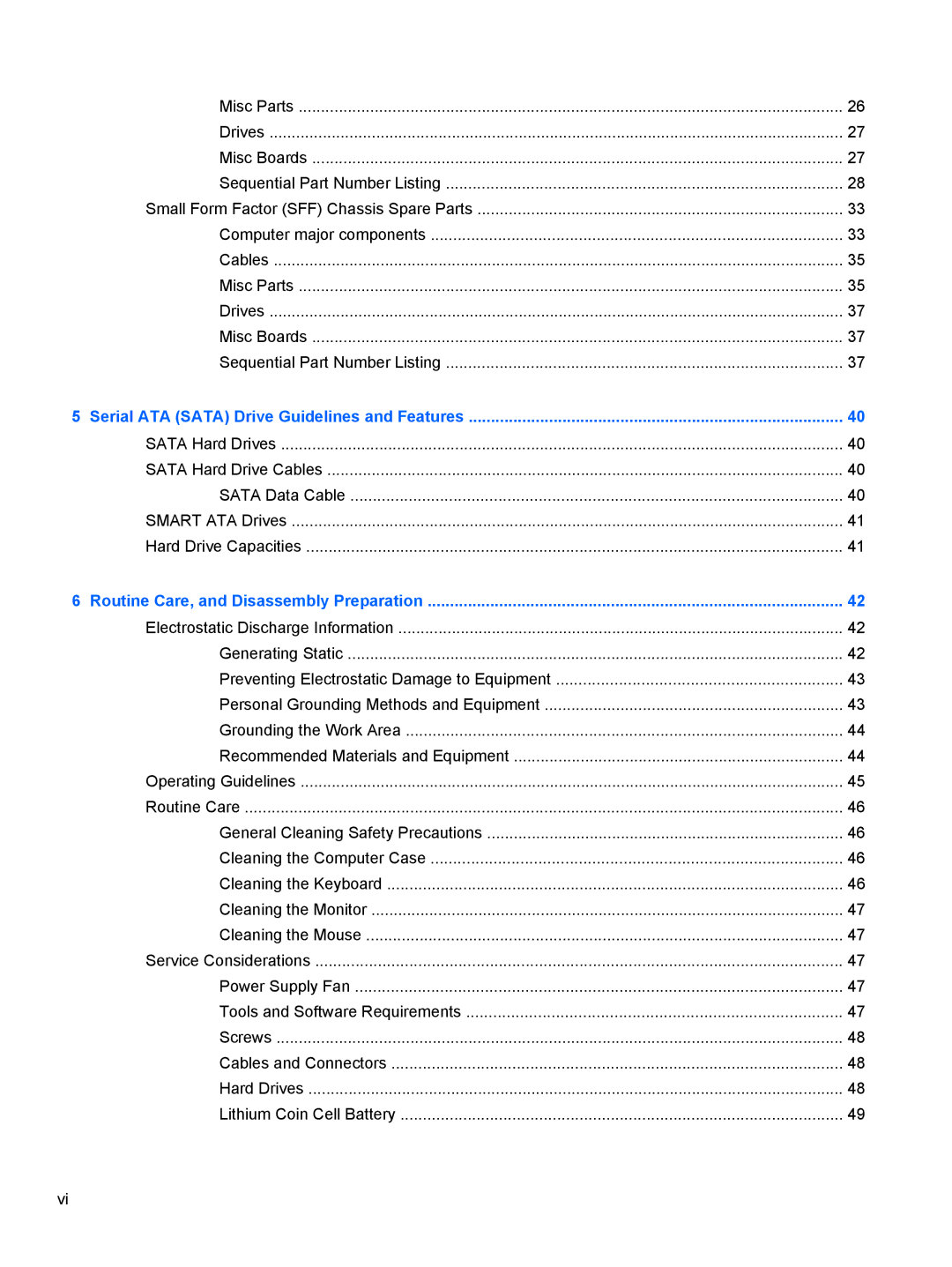 HP 7300 manual Serial ATA Sata Drive Guidelines and Features 