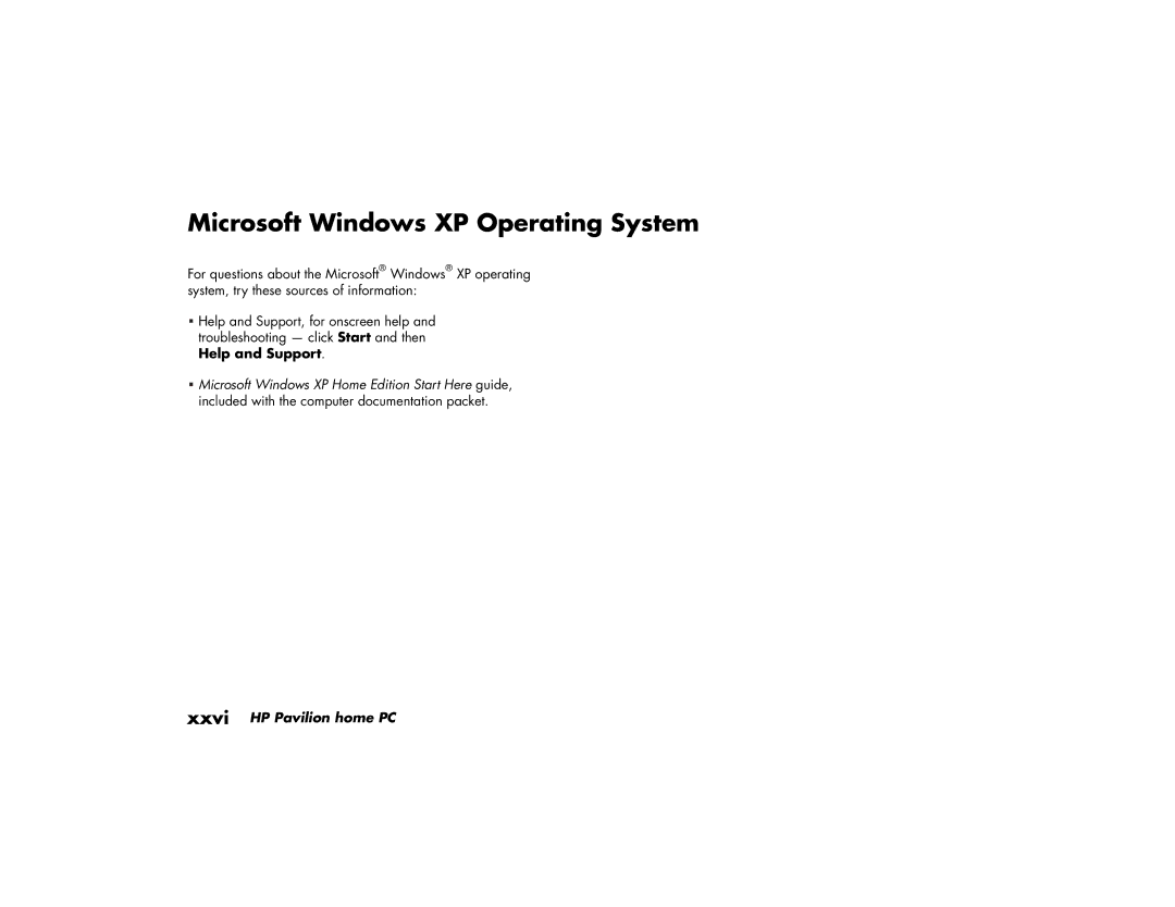 HP 794n (US/CAN), 734n (US/CAN), 724c (US/CAN), 524c (US/CAN), 564w (US/CAN), 304w (US) Microsoft Windows XP Operating System 