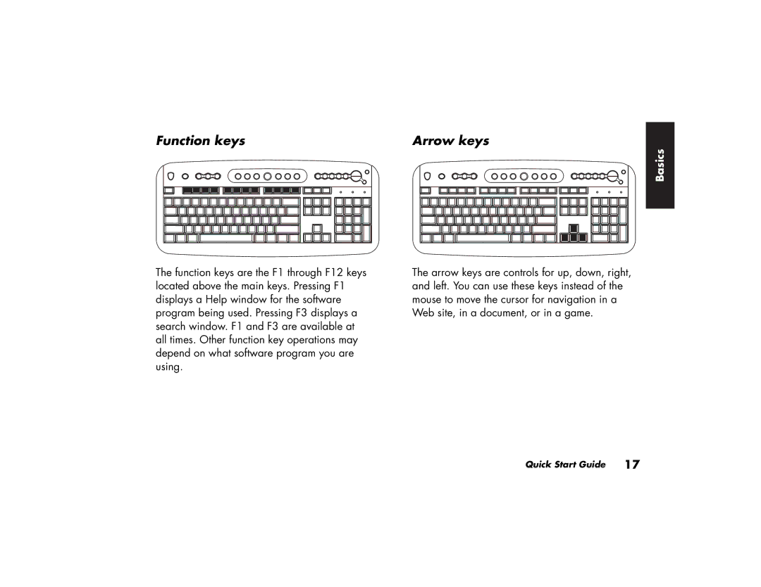 HP 564x (US/CAN), 734n (US/CAN), 724c (US/CAN), 524c (US/CAN), 564w (US/CAN), 554x (US/CAN), 304w (US) Function keys Arrow keys 