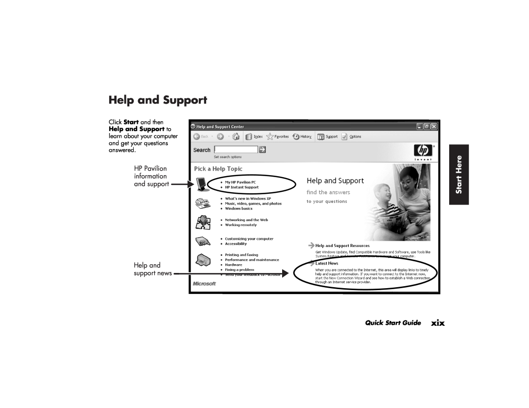 HP 514c (US/CAN), 734n (US/CAN) Help and Support, Start Here, HP Pavilion information and support Help and support news 