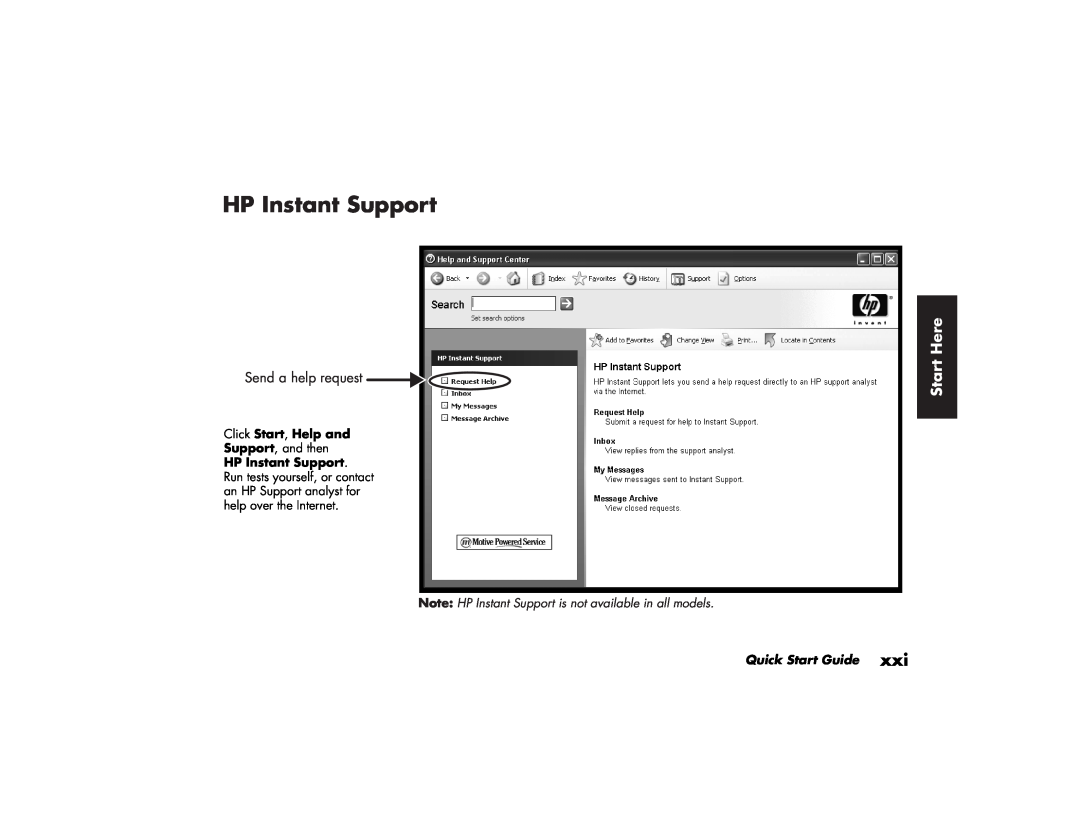 HP 724c (US/CAN), 734n (US/CAN), 524c (US/CAN) HP Instant Support, Start Here, Click Start, Help and, Quick Start Guide 