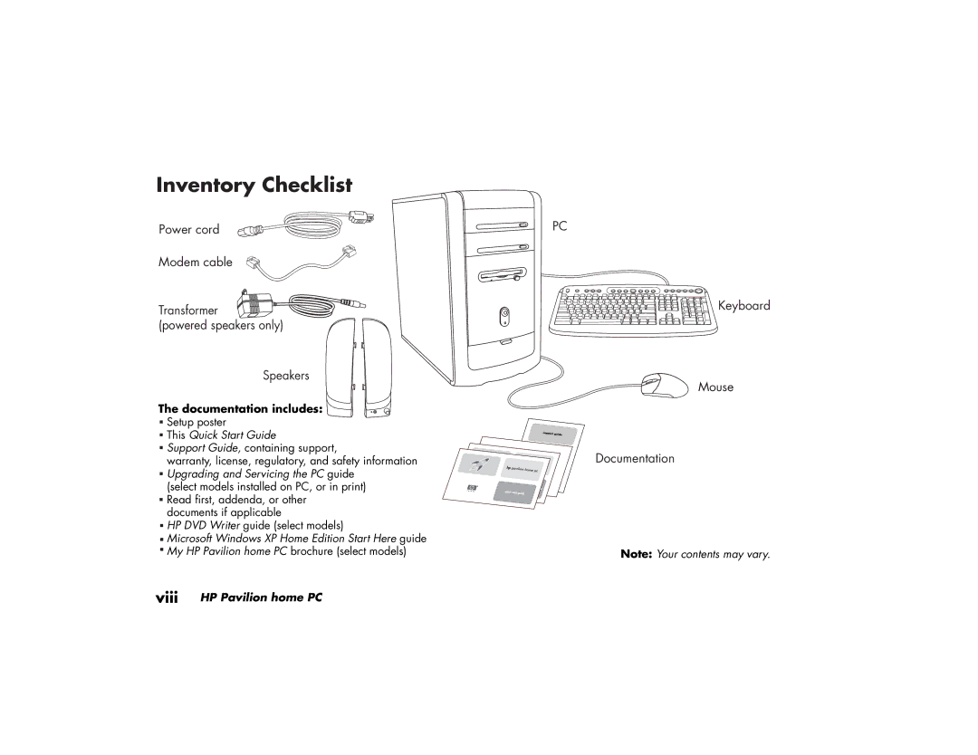 HP 754.uk, 734.uk, 774.uk, 404.uk, 434.uk, 414.uk, 784.uk manual Inventory Checklist, Speakers 