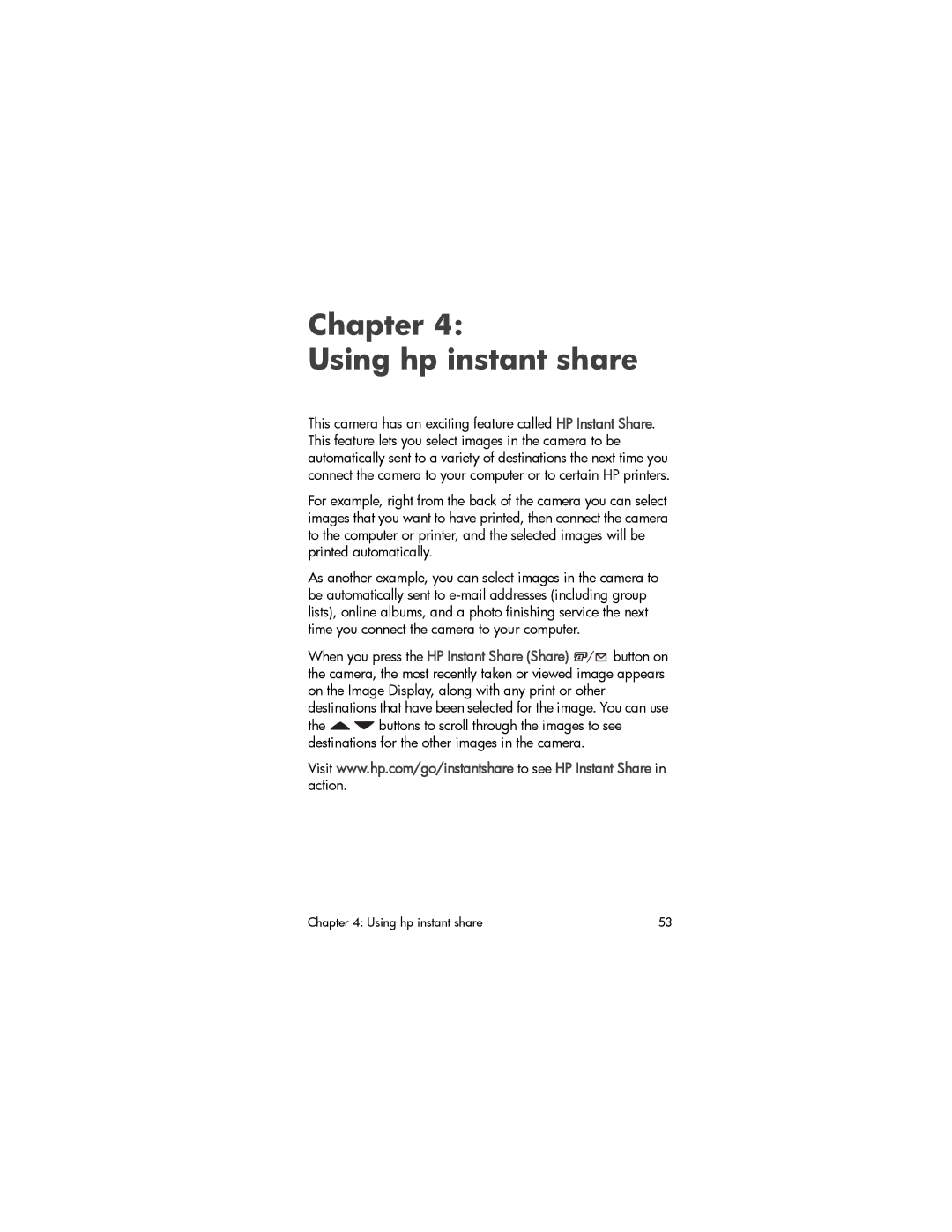 HP 733v, 735 /dock Bundle manual Chapter Using hp instant share 