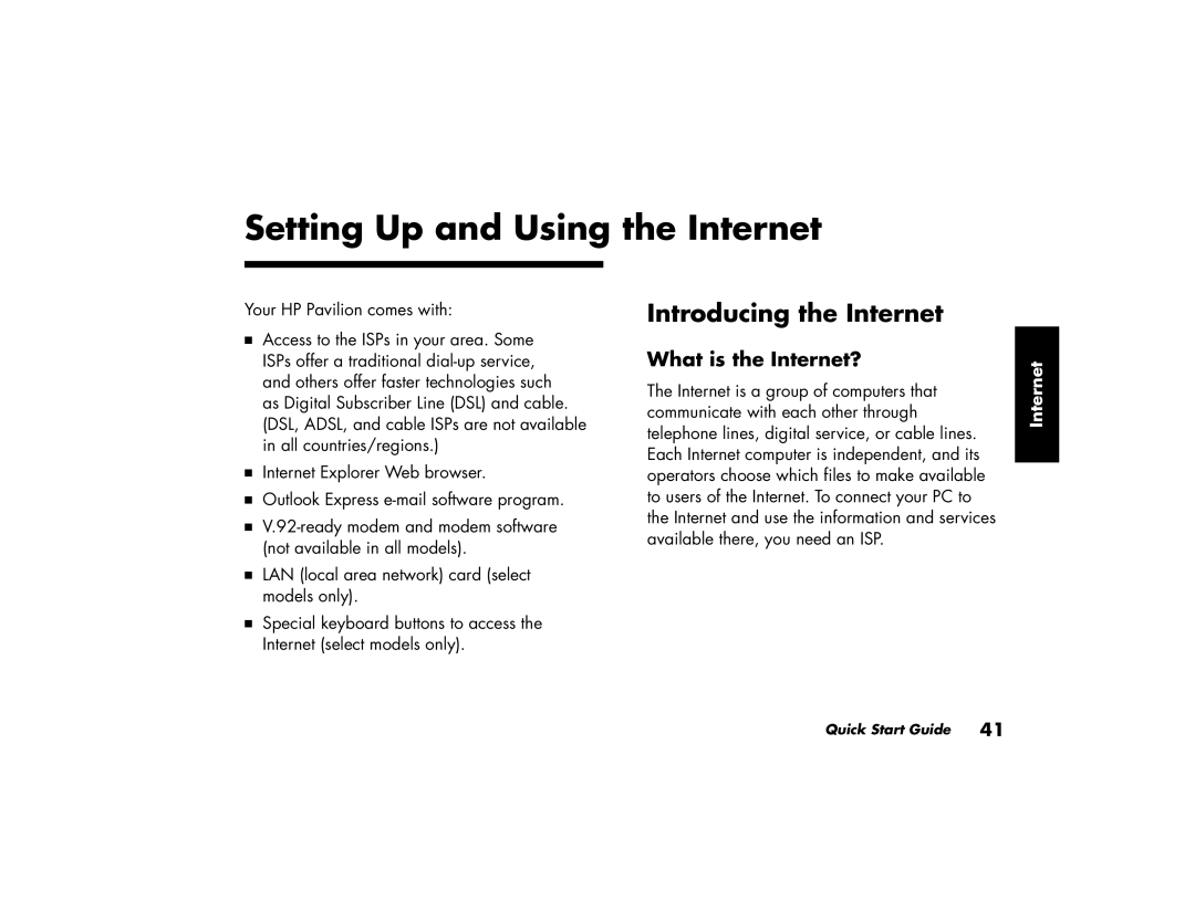 HP 515n (US/CAN), 735n (US/CAN) manual Setting Up and Using the Internet, Introducing the Internet, What is the Internet? 