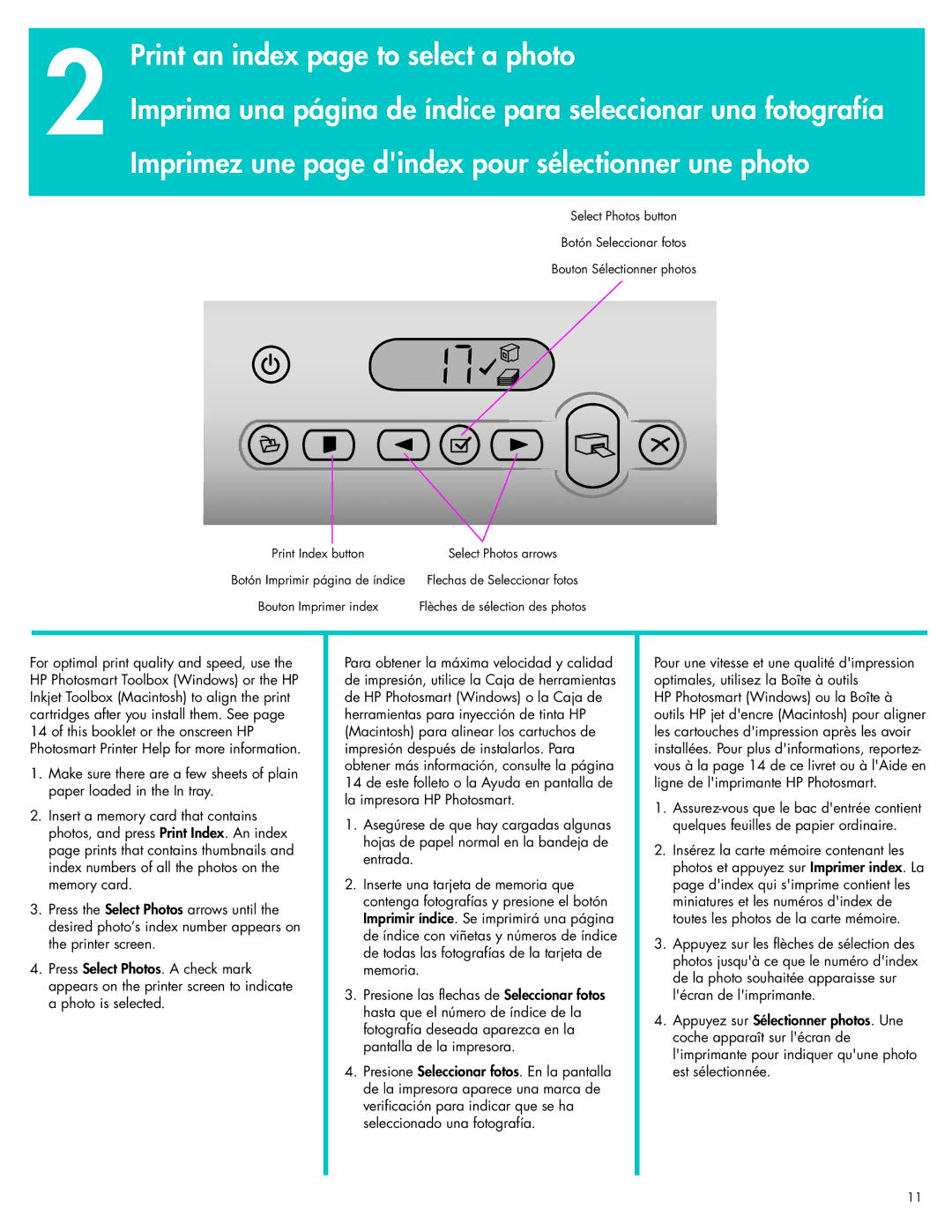 HP 7400 manual Print an index page to select a photo 