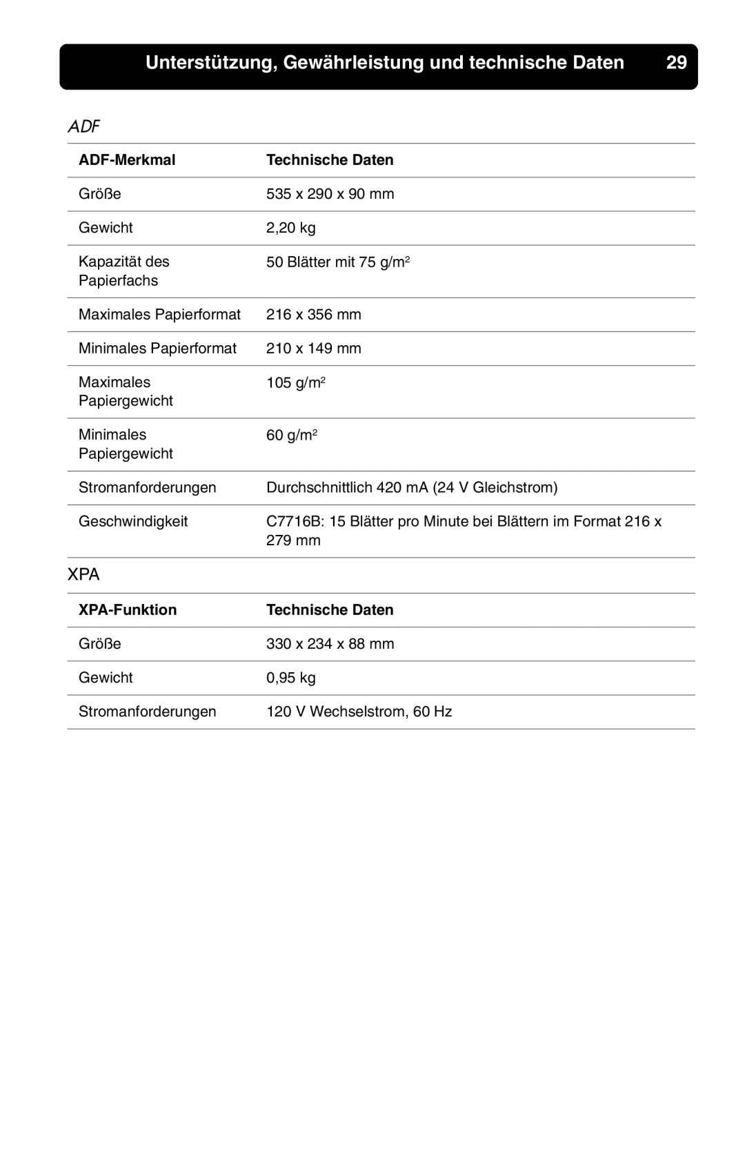 HP 7400c manual Xpa 