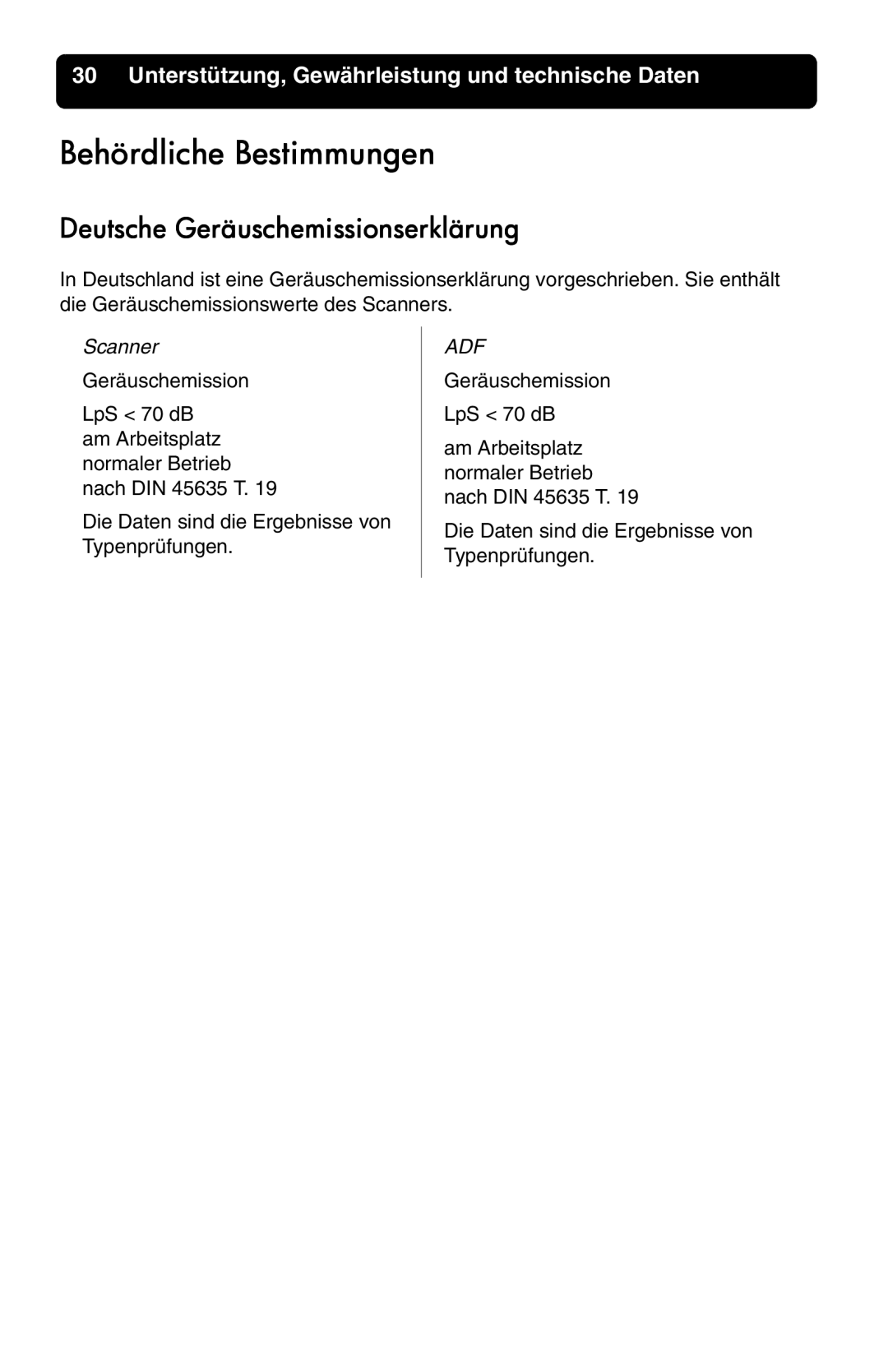 HP 7400c manual Behördliche Bestimmungen, Deutsche Geräuschemissionserklärung 