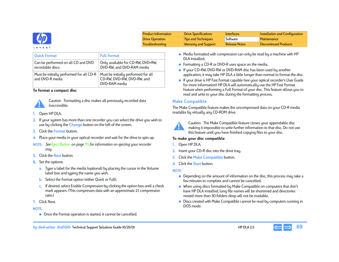 HP 980c (US/CAN) manual Make Compatible, To format a compact disc, To make your disc compatible, Quick Format, Full Format 