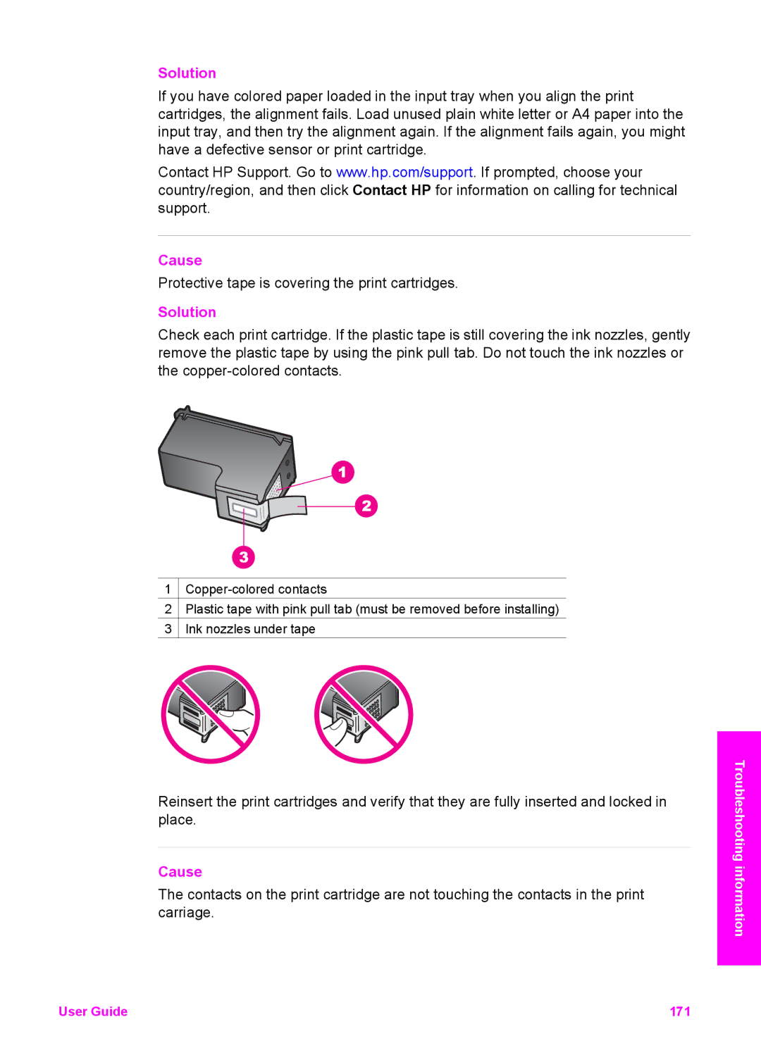 HP 7310xi, 7410xi manual Protective tape is covering the print cartridges 