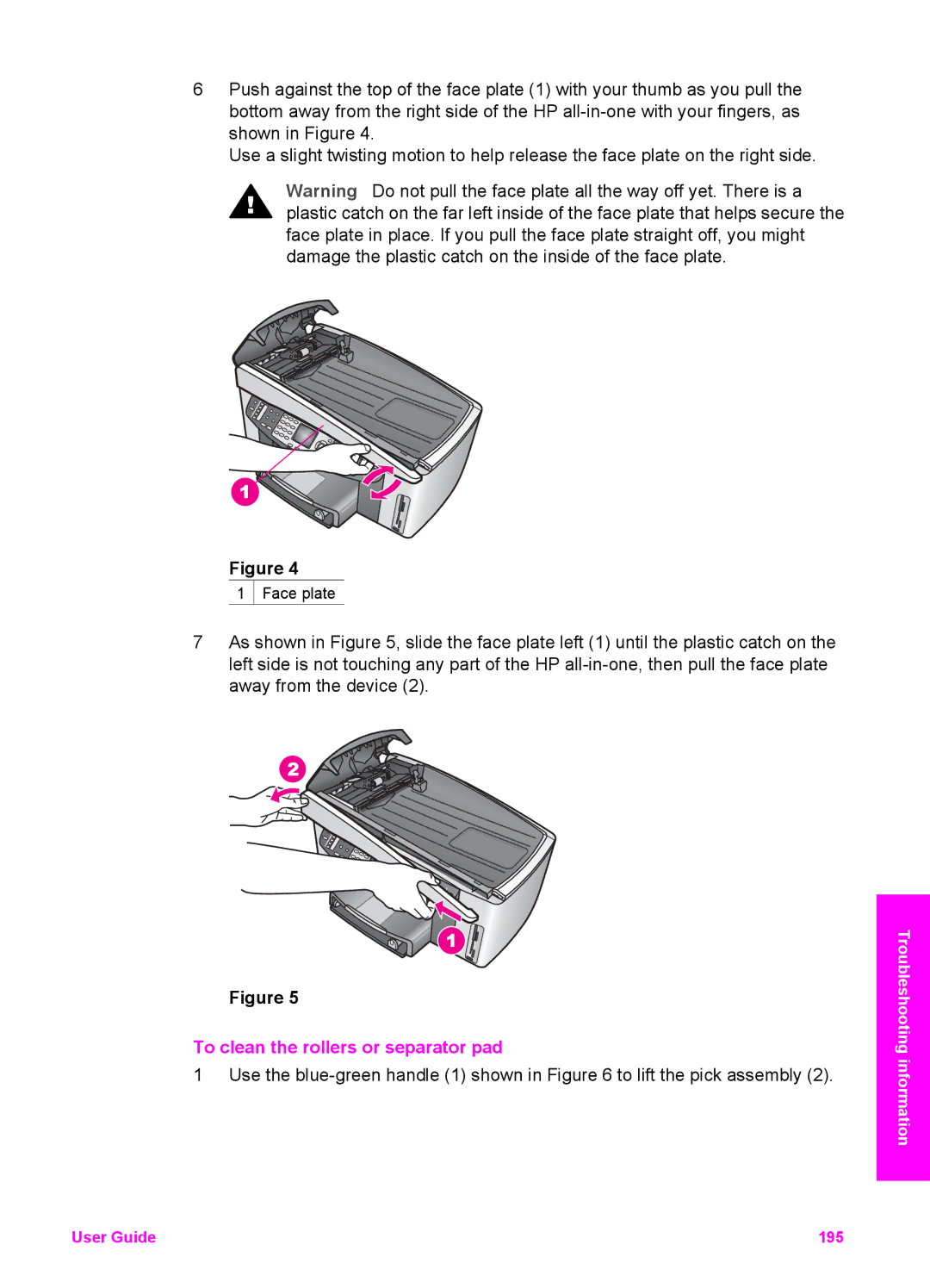 HP 7310xi, 7410xi manual To clean the rollers or separator pad 