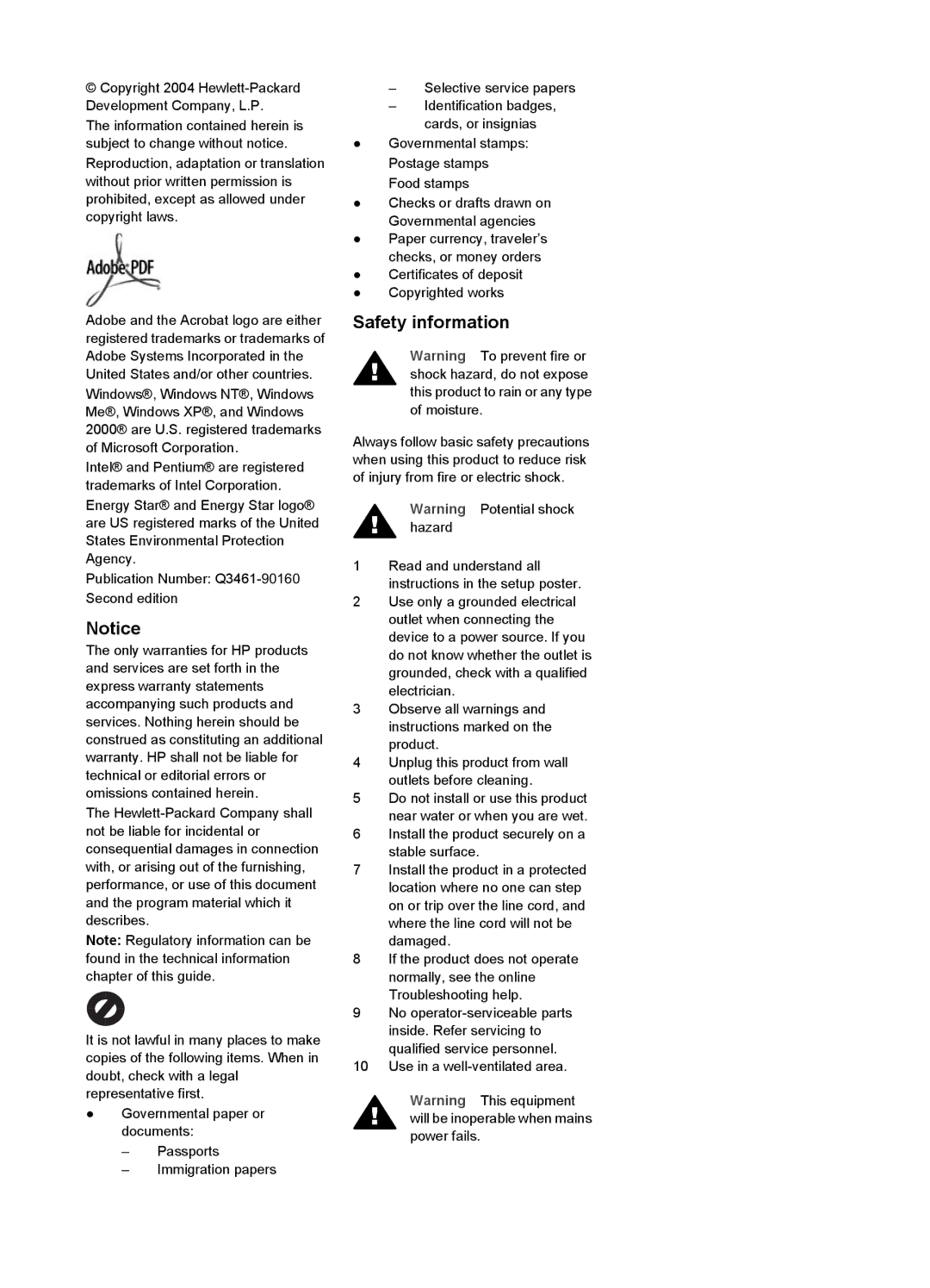 HP 7410xi, 7310xi manual Safety information 